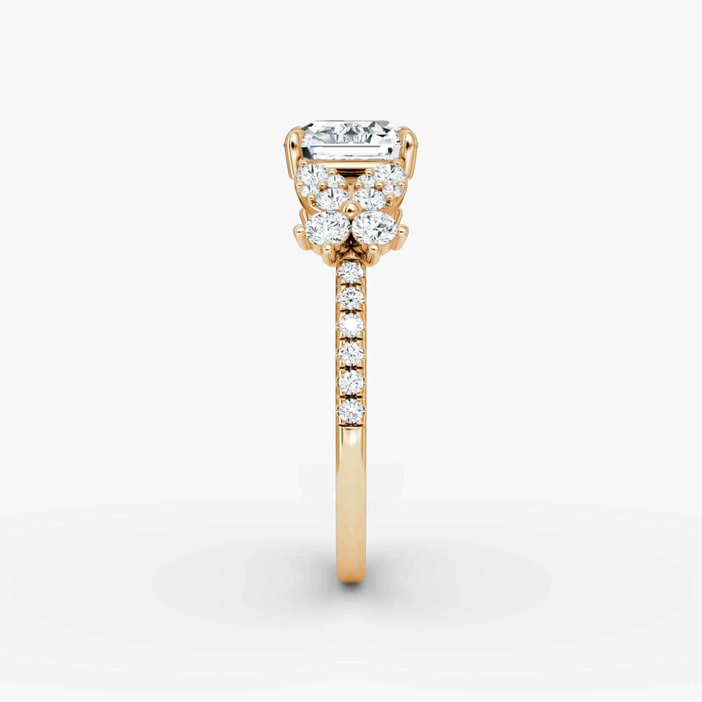 The Signature Floral  | Asscher | 14k | Rose Gold | bandAccent: Pavé | diamondOrientation: vertical | caratWeight: other