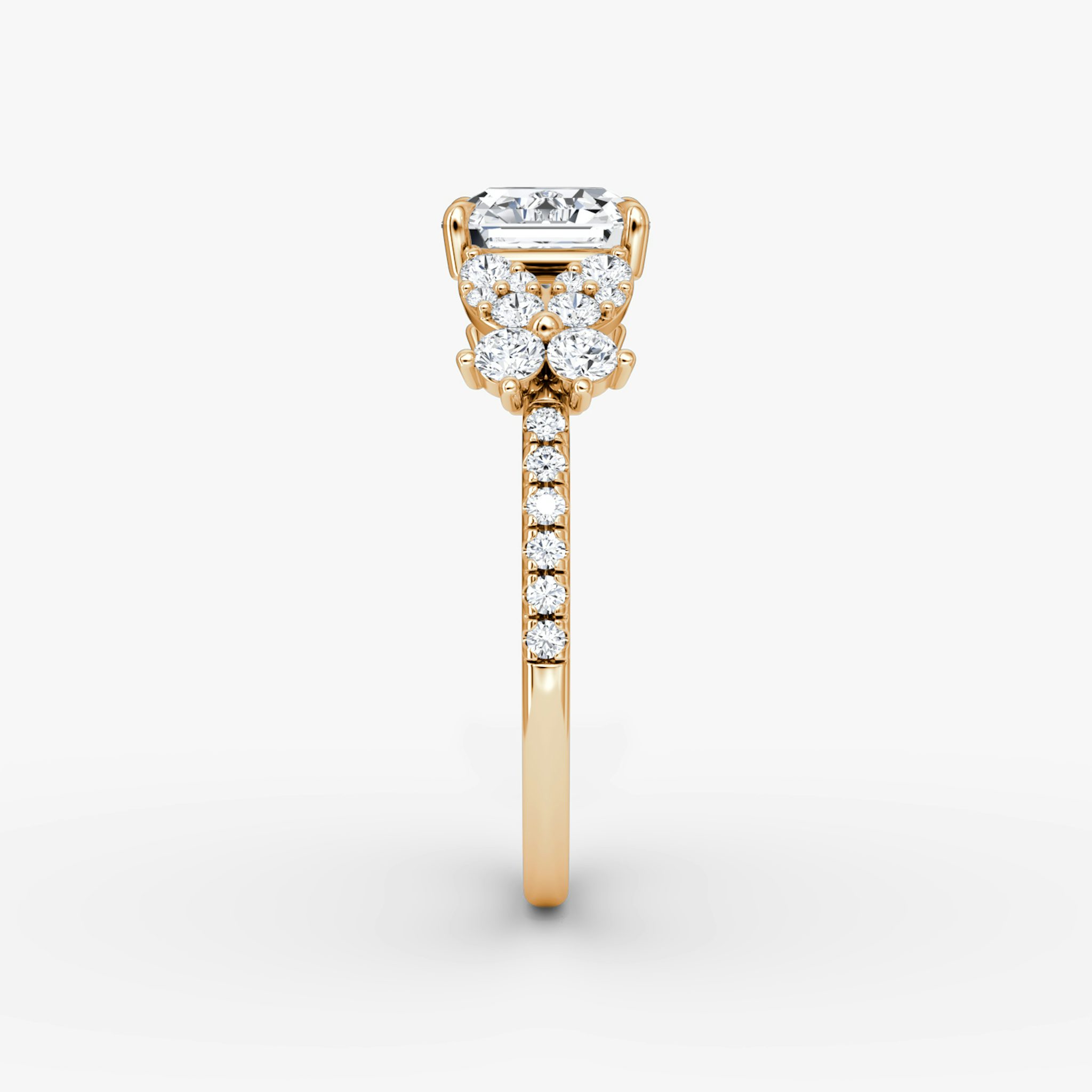 The Signature Floral | Asscher | 14k | Rose Gold | bandAccent: Pavé | diamondOrientation: vertical | caratWeight: other