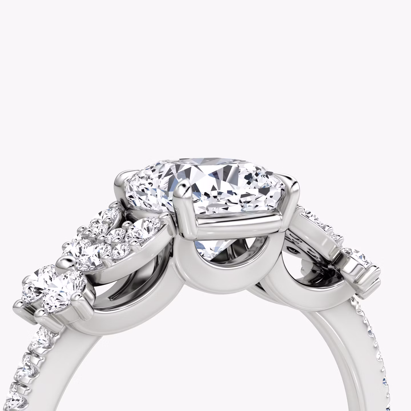 The Signature Floral  | Cushion | 18k | Weißgold | bandAccent: Mit Pavé-Besatz | diamondOrientation: vertical | caratWeight: other