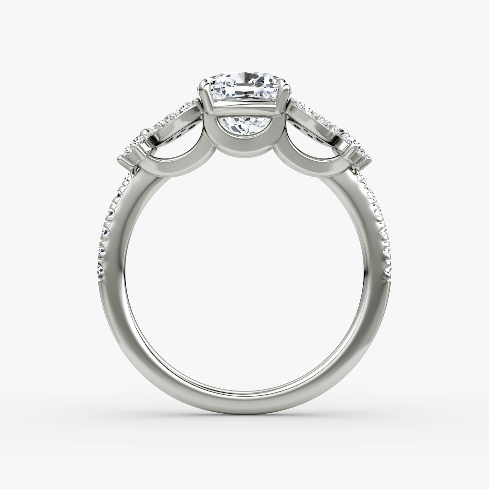 The Signature Floral | Cushion | 18k | White Gold | bandAccent: Pavé | diamondOrientation: vertical | caratWeight: other