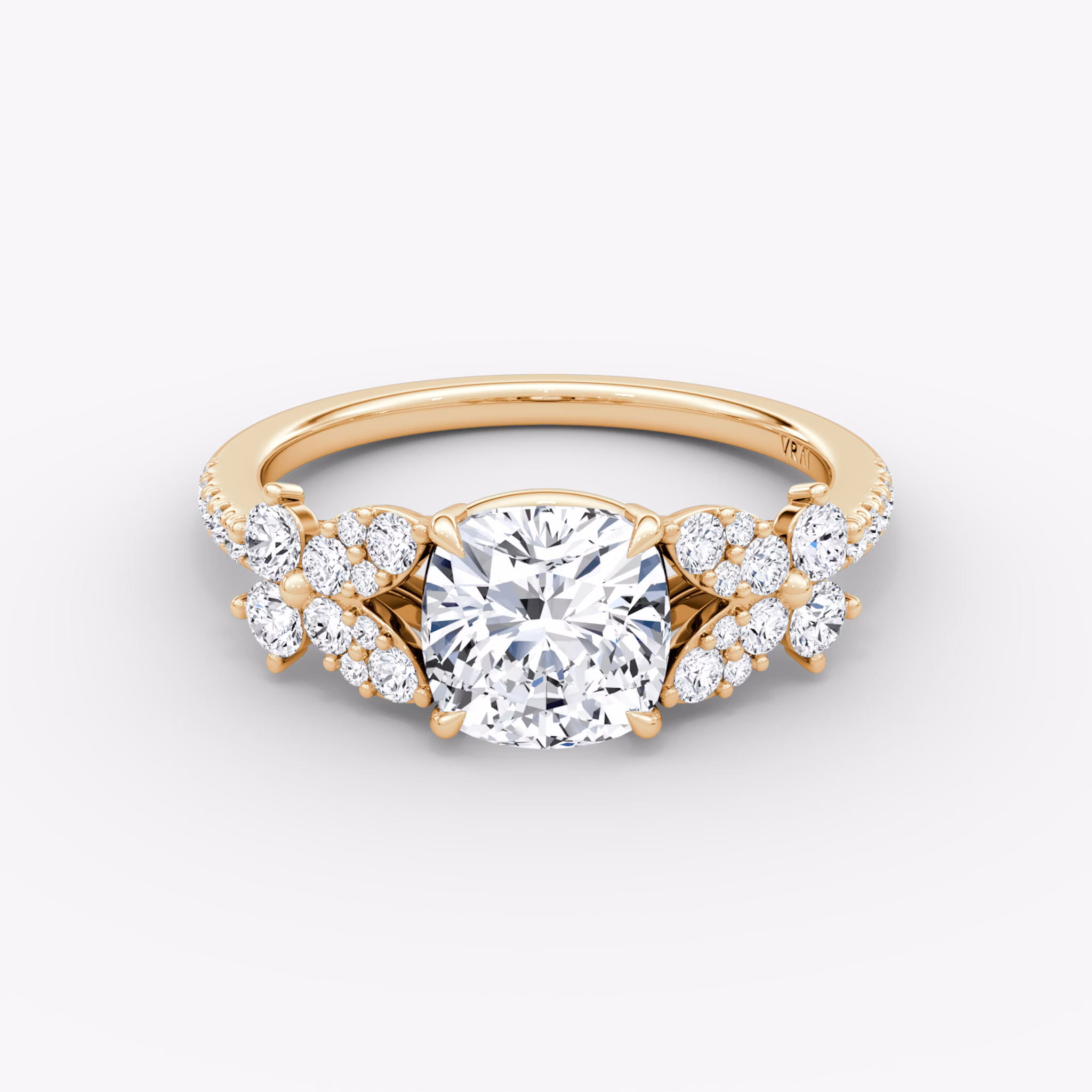 The Signature Floral | Cushion | 14k | Rose Gold | bandAccent: Pavé | diamondOrientation: vertical | caratWeight: other