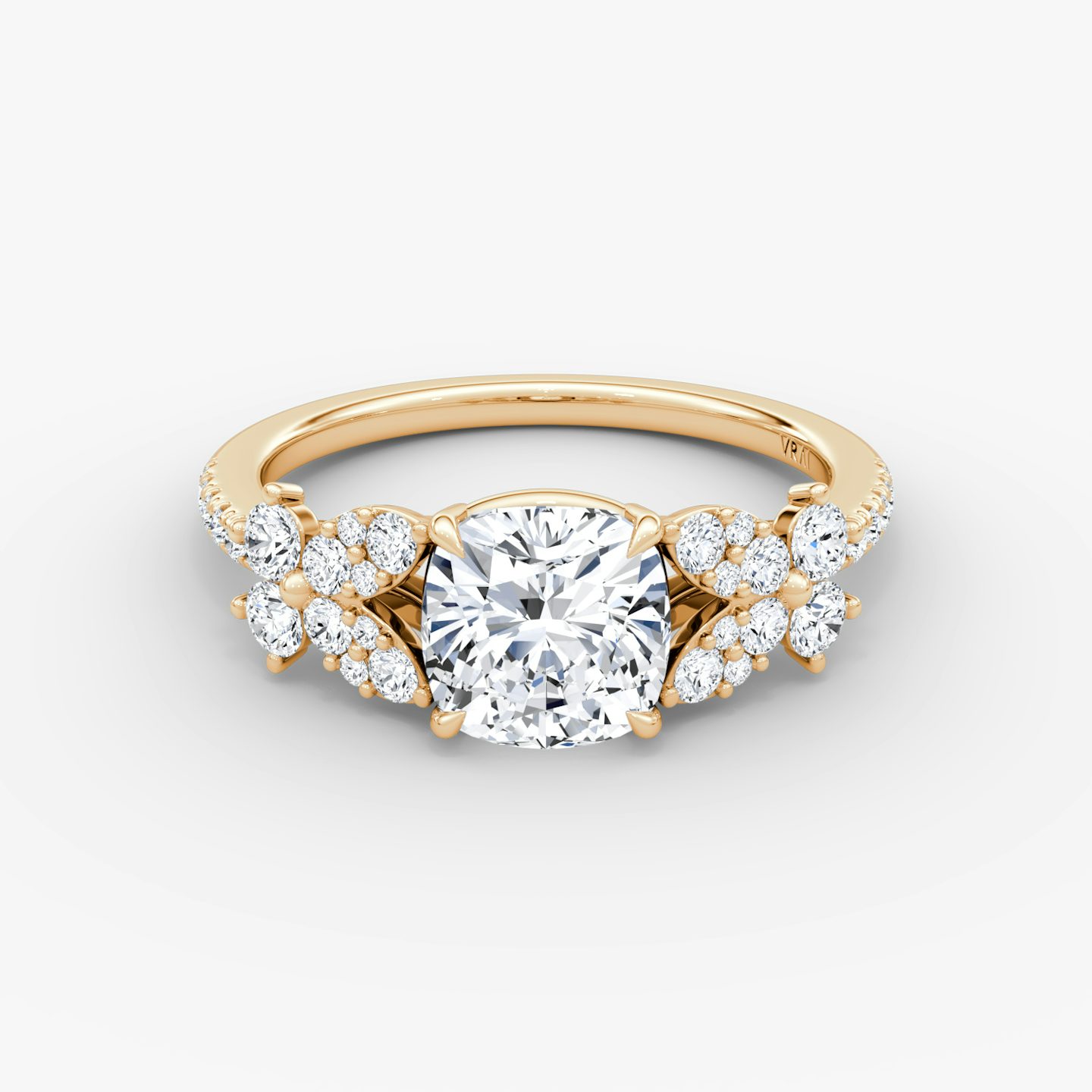 The Signature Floral  | Cushion | 14k | Roségold | bandAccent: Mit Pavé-Besatz | diamondOrientation: vertical | caratWeight: other