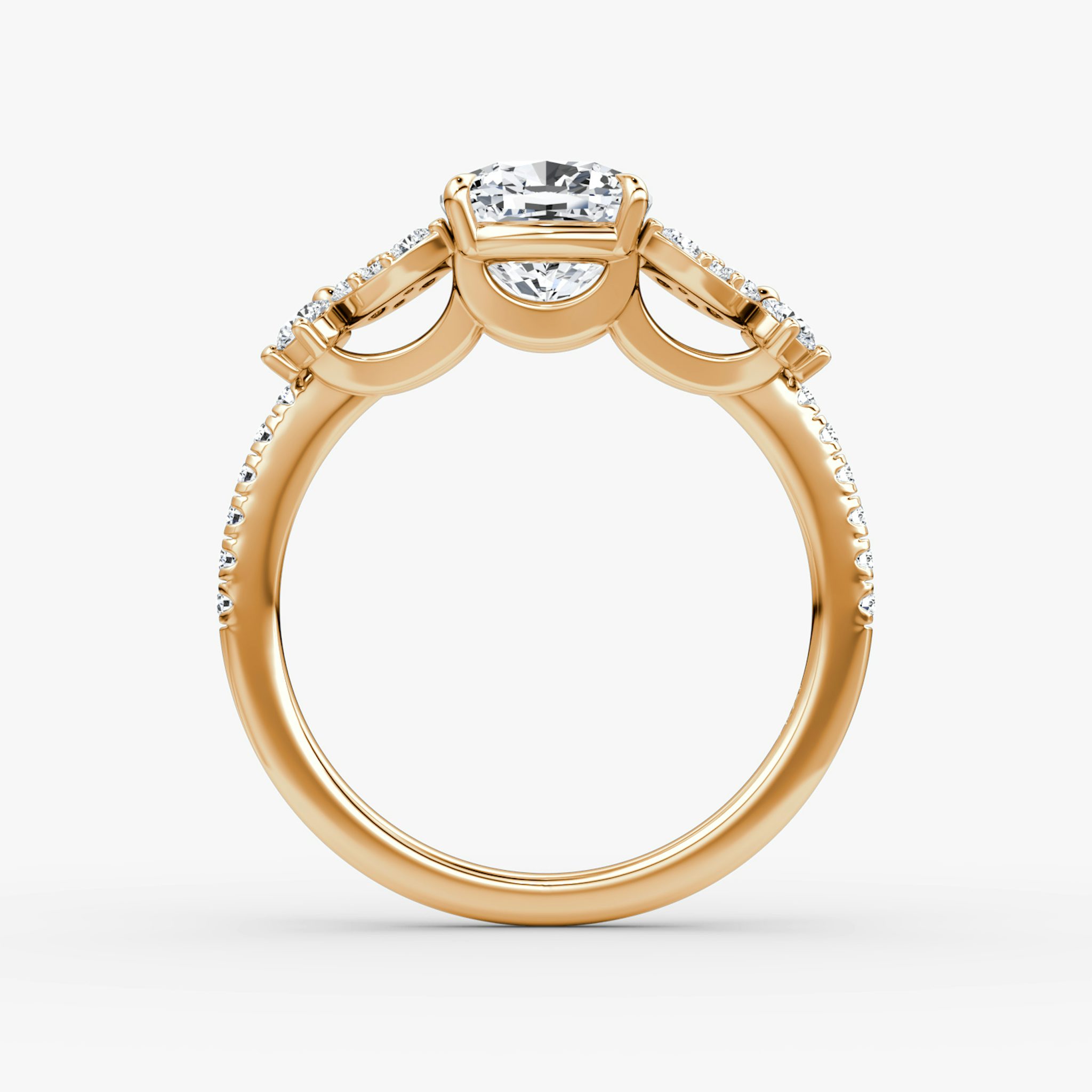 The Signature Floral | Cushion | 14k | Rose Gold | bandAccent: Pavé | diamondOrientation: vertical | caratWeight: other