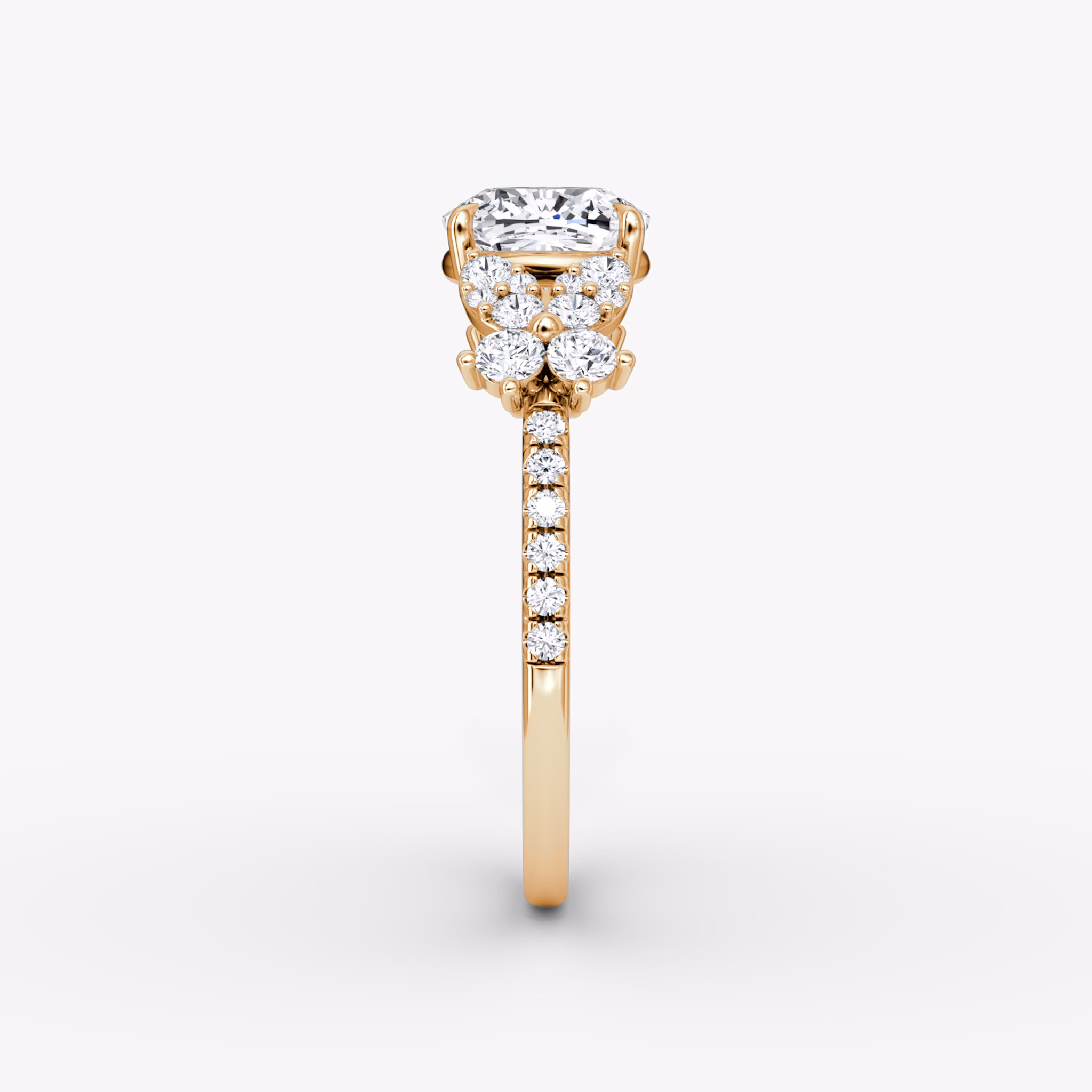 The Signature Floral | Cushion | 14k | Rose Gold | bandAccent: Pavé | diamondOrientation: vertical | caratWeight: other