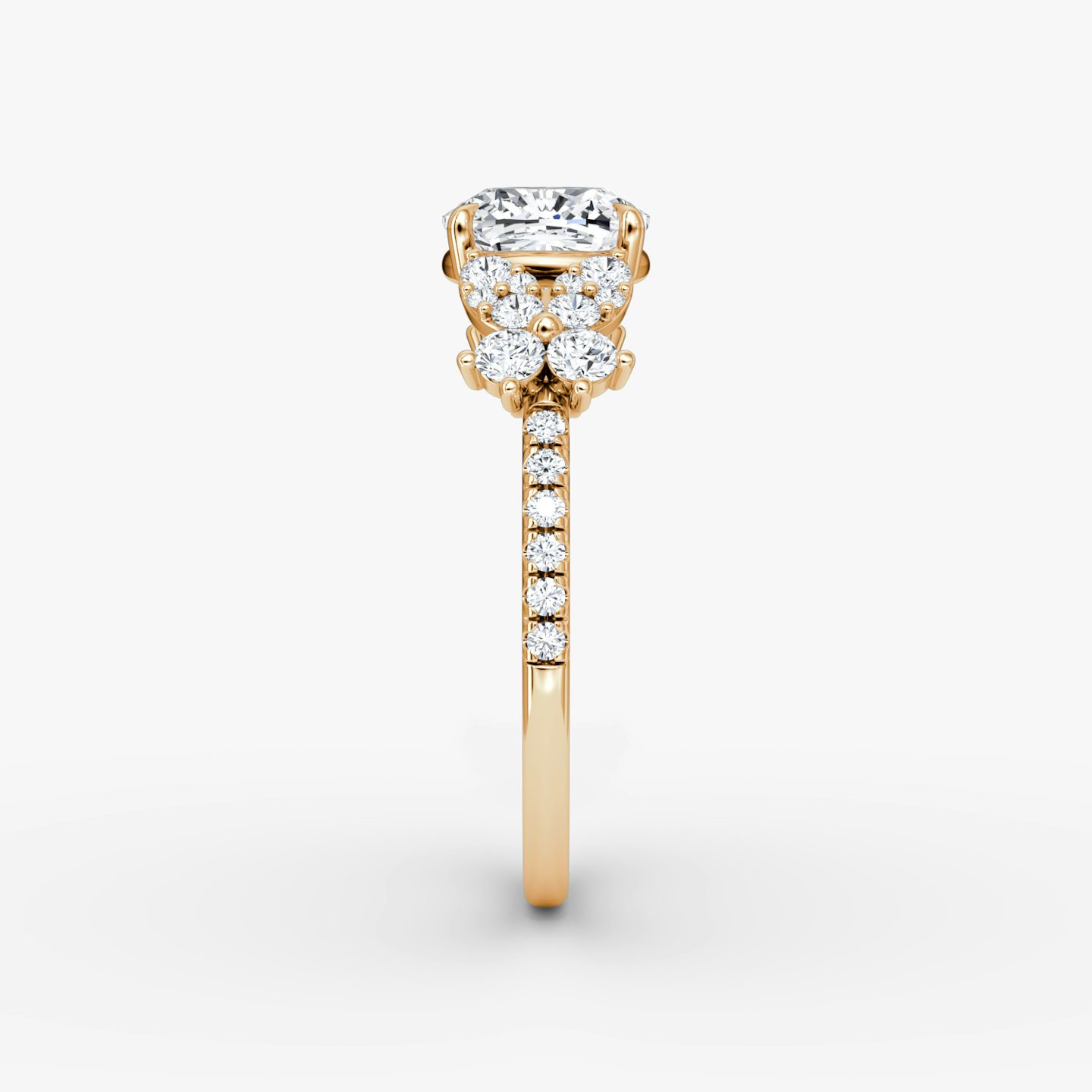 The Signature Floral  | Cushion | 14k | Roségold | bandAccent: Mit Pavé-Besatz | diamondOrientation: vertical | caratWeight: other