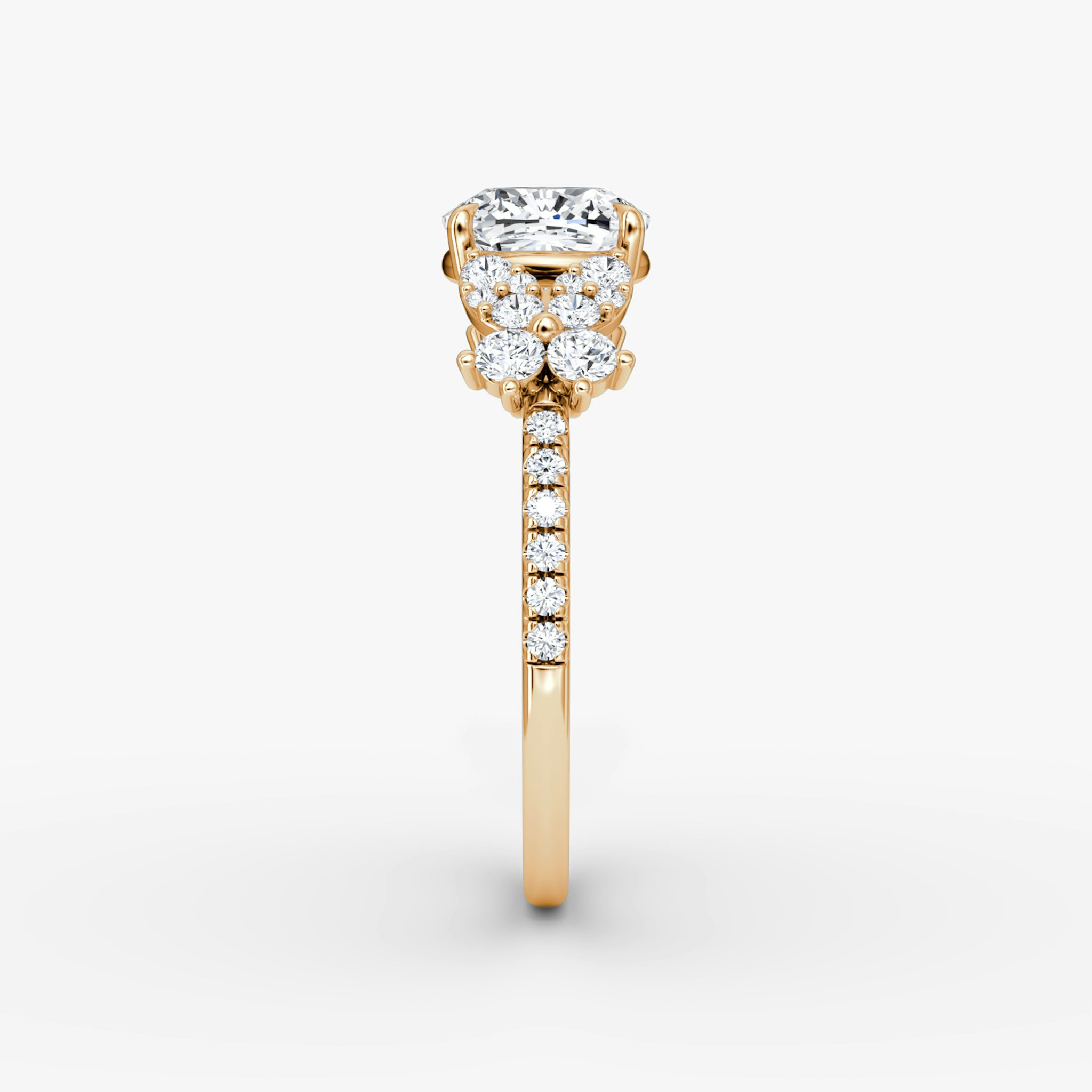 The Signature Floral | Cushion | 14k | Rose Gold | bandAccent: Pavé | diamondOrientation: vertical | caratWeight: other