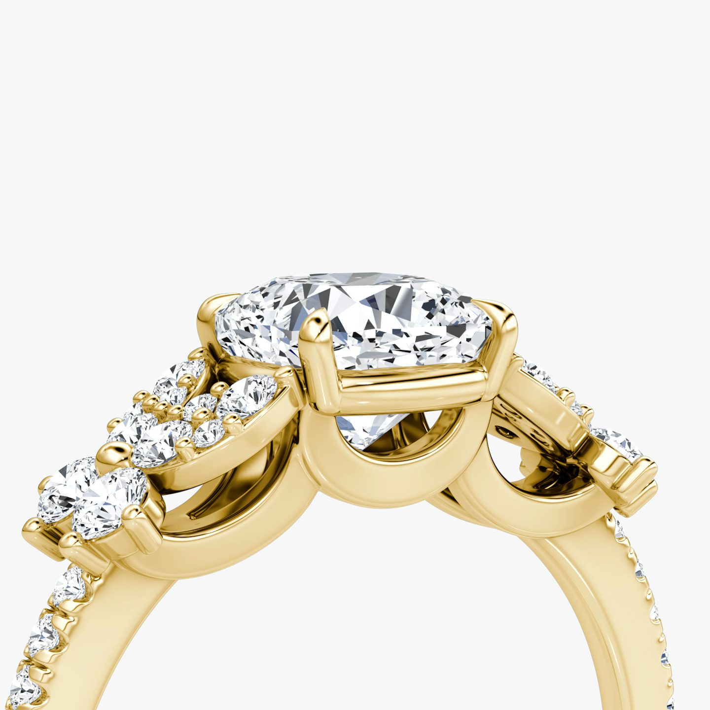 The Signature Floral  | Cushion | 18k | Yellow Gold | bandAccent: Pavé | diamondOrientation: vertical | caratWeight: other