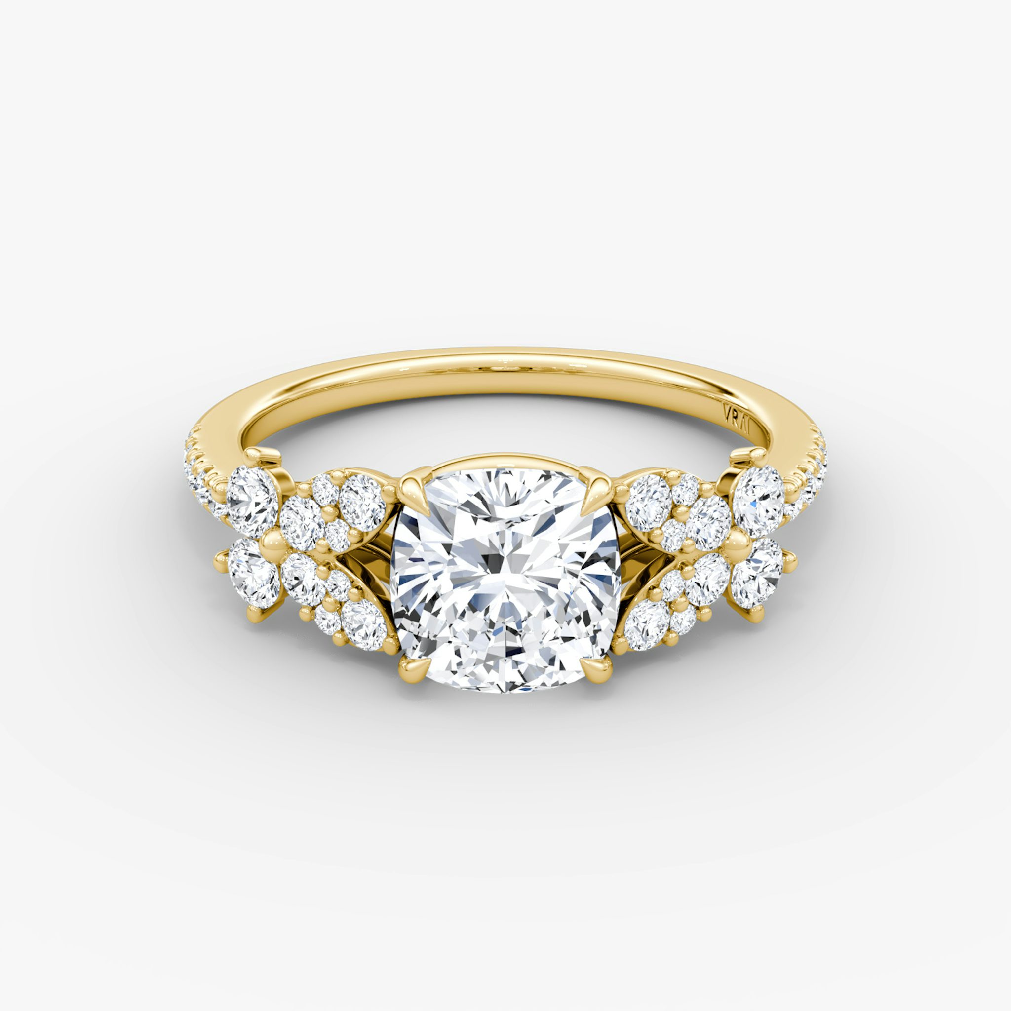 The Signature Floral | Cushion | 18k | Yellow Gold | bandAccent: Pavé | diamondOrientation: vertical | caratWeight: other