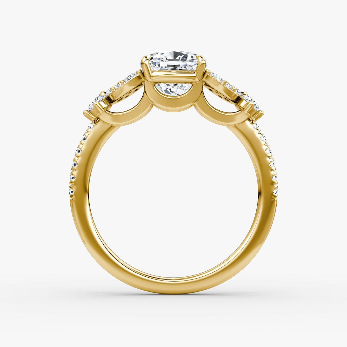 The Signature Floral  | Cushion | 18k | Yellow Gold | bandAccent: Pavé | diamondOrientation: vertical | caratWeight: other
