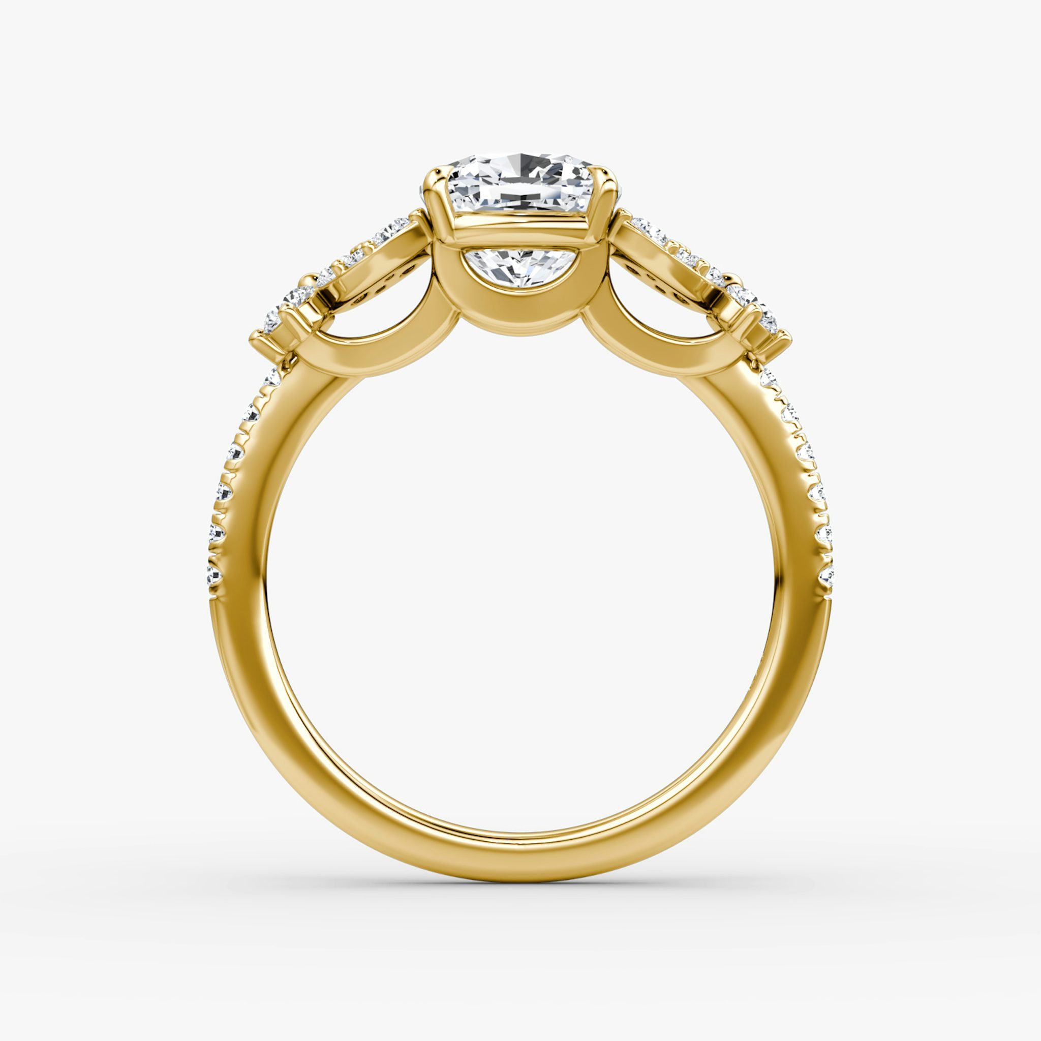 The Signature Floral | Cushion | 18k | Yellow Gold | bandAccent: Pavé | diamondOrientation: vertical | caratWeight: other