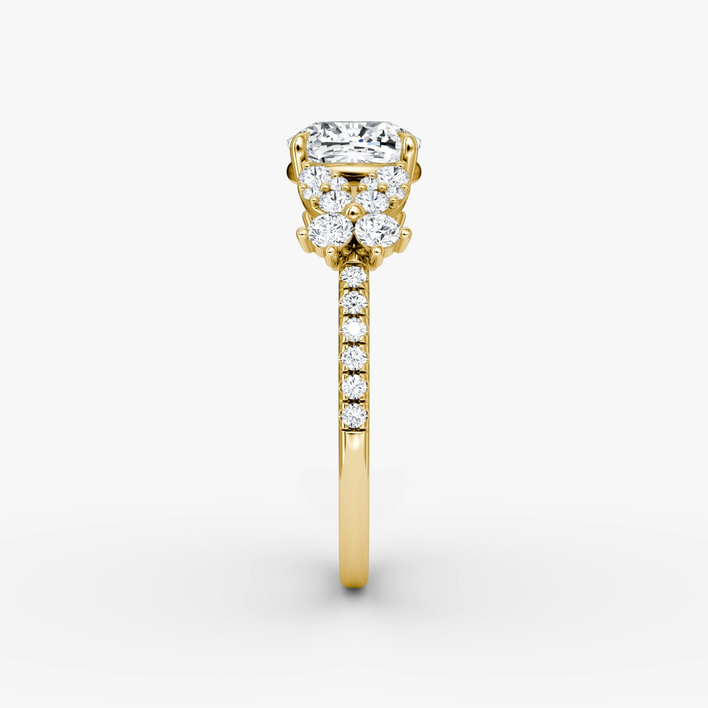The Signature Floral  | Cushion | 18k | Yellow Gold | bandAccent: Pavé | diamondOrientation: vertical | caratWeight: other