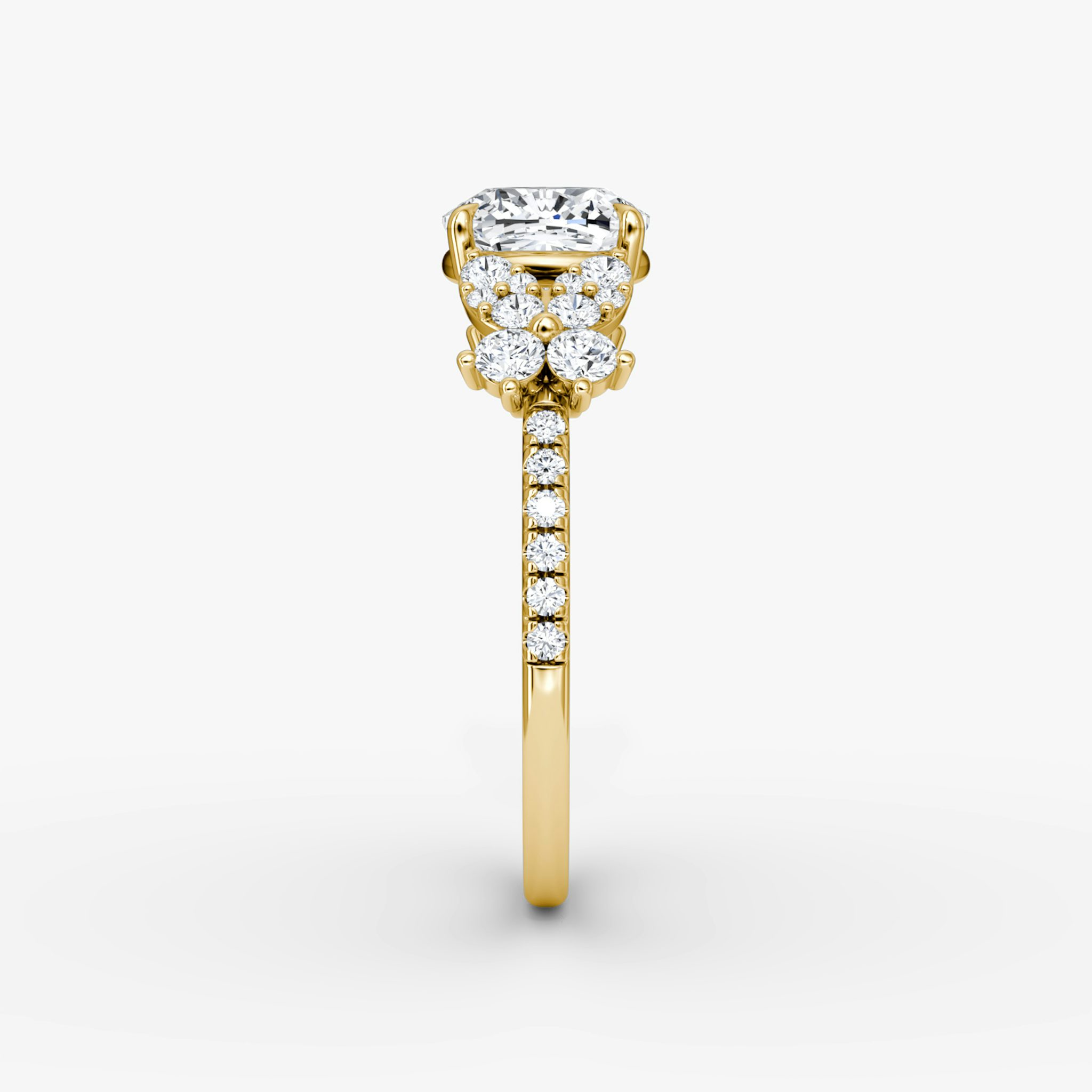 The Signature Floral | Cushion | 18k | Yellow Gold | bandAccent: Pavé | diamondOrientation: vertical | caratWeight: other