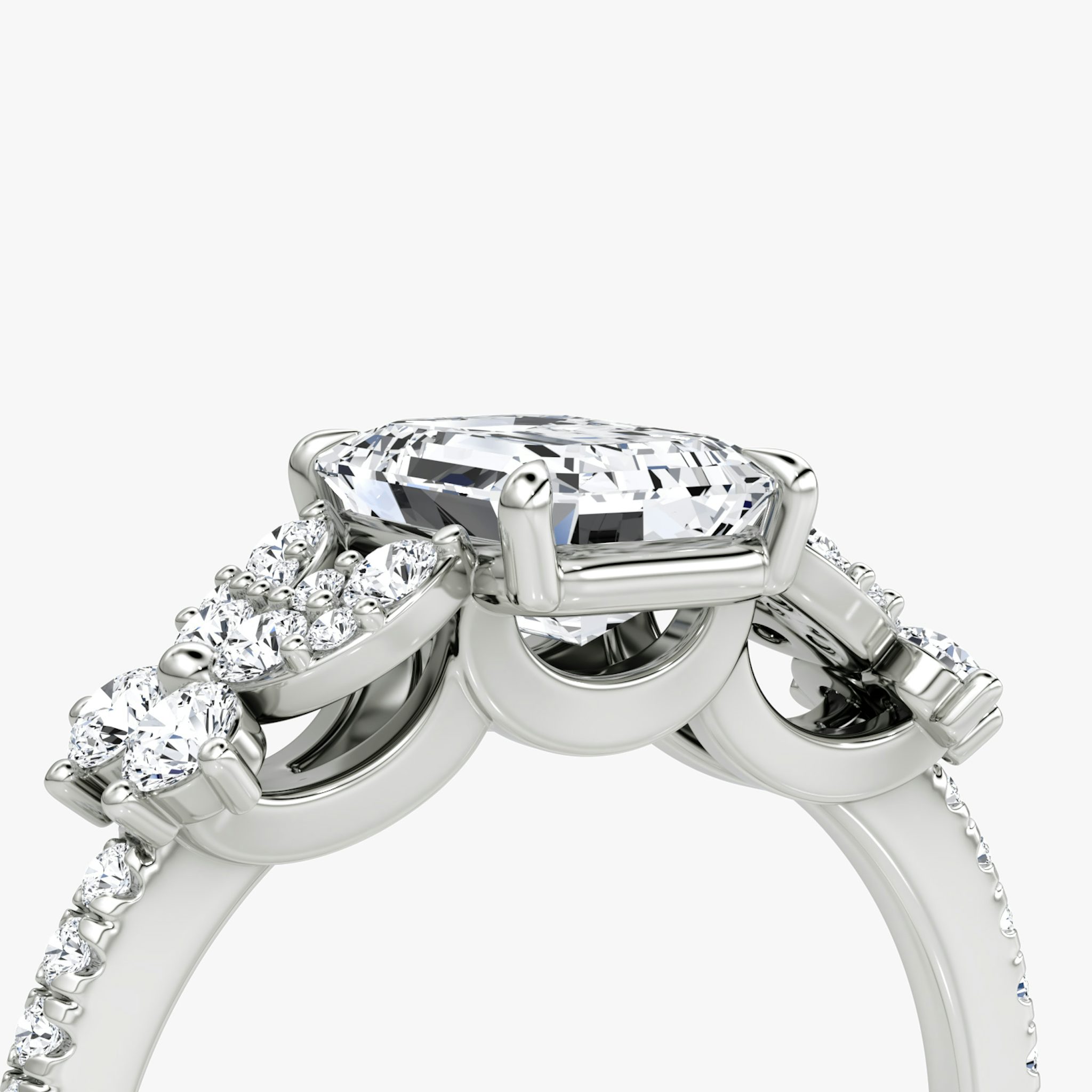 The Signature Floral | Emerald | Platinum | bandAccent: Pavé | diamondOrientation: vertical | caratWeight: other