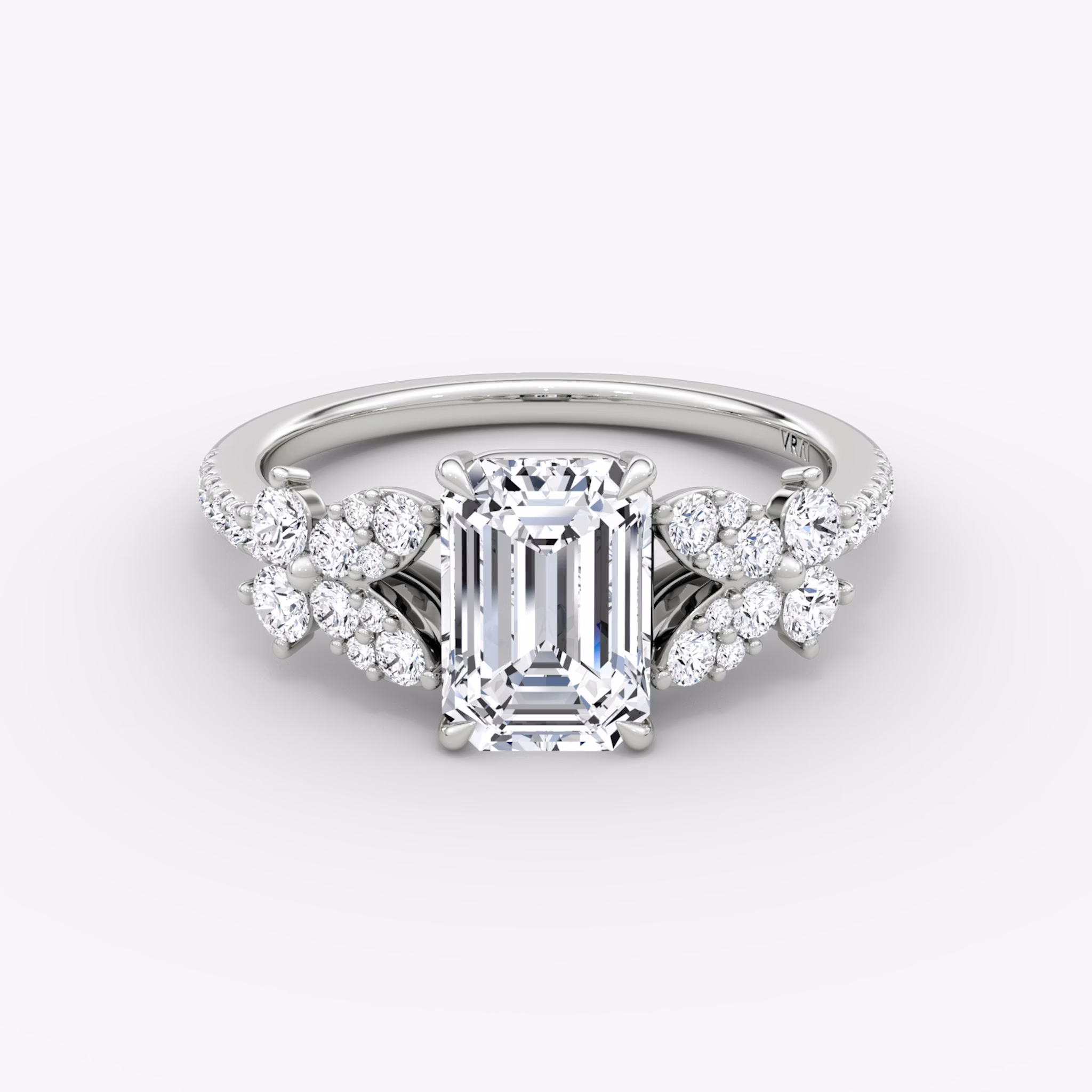The Signature Floral | Emerald | Platinum | bandAccent: Pavé | diamondOrientation: vertical | caratWeight: other
