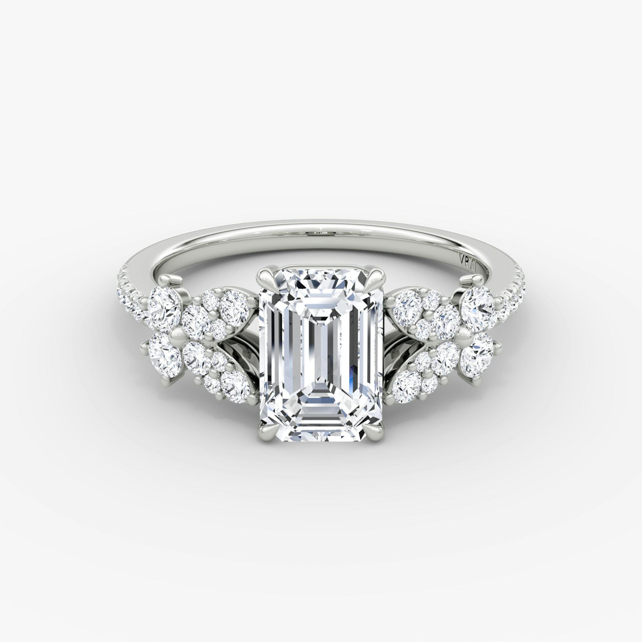 The Signature Floral | Emerald | Platinum | bandAccent: Pavé | diamondOrientation: vertical | caratWeight: other