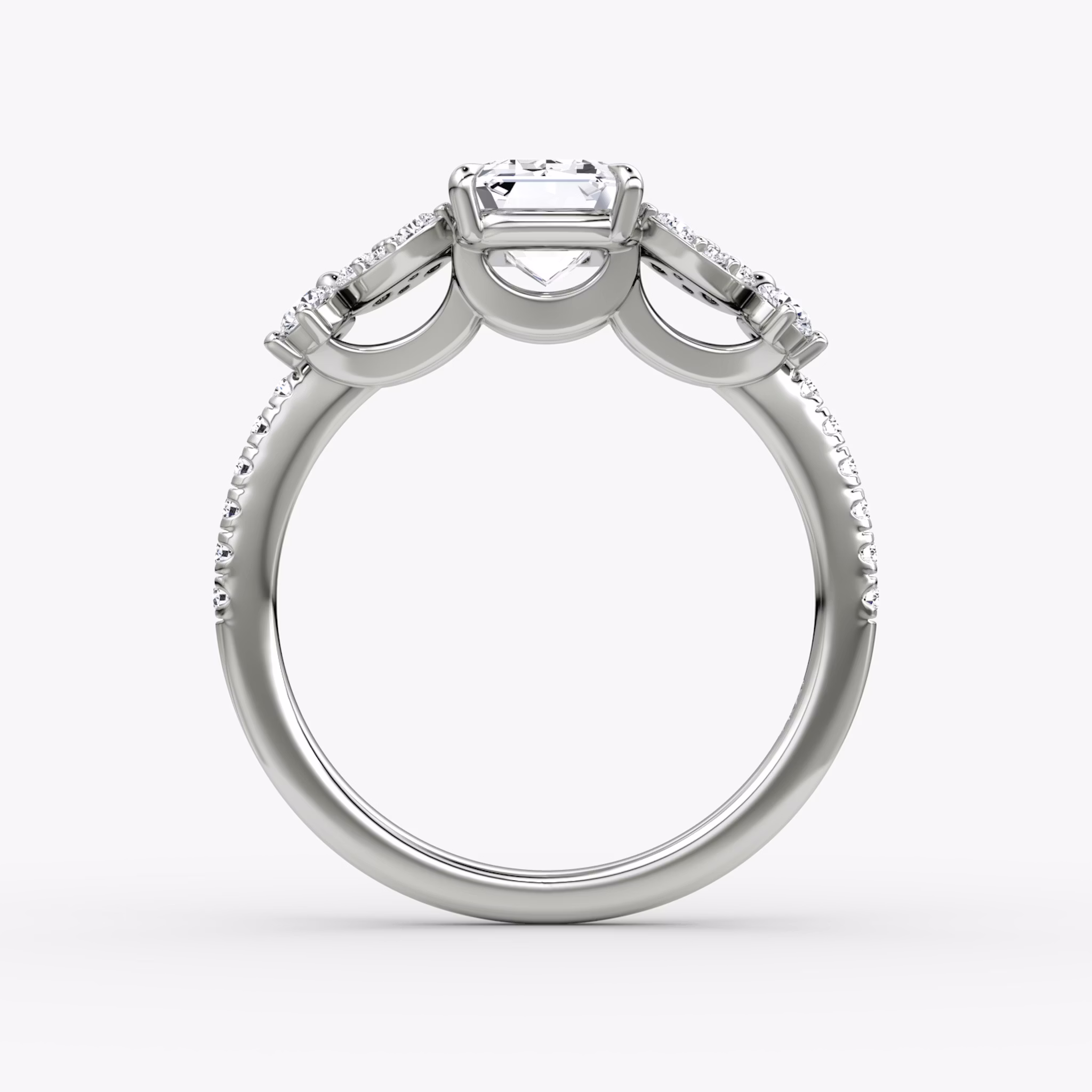 The Signature Floral | Emerald | Platinum | bandAccent: Pavé | diamondOrientation: vertical | caratWeight: other