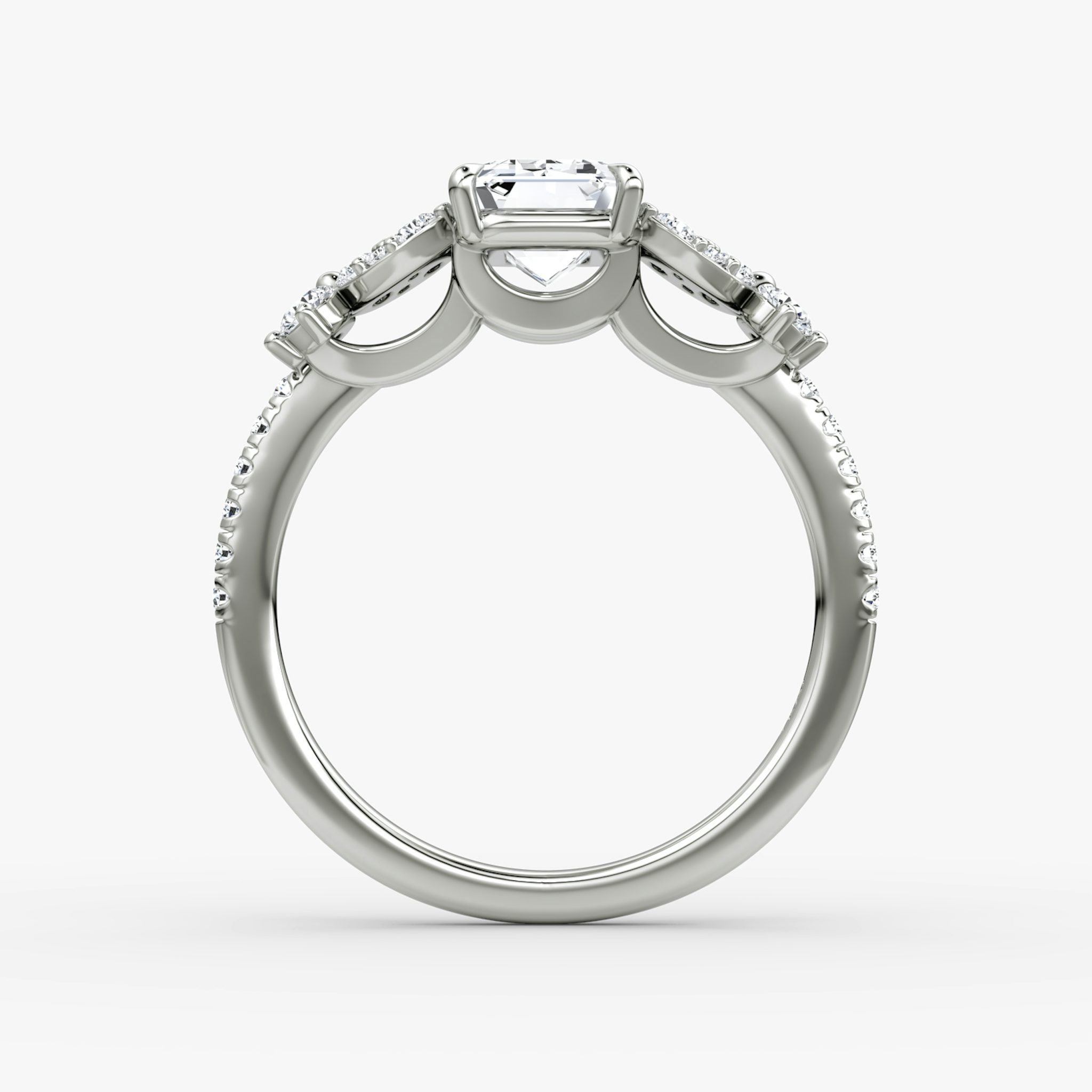 The Signature Floral | Emerald | Platinum | bandAccent: Pavé | diamondOrientation: vertical | caratWeight: other