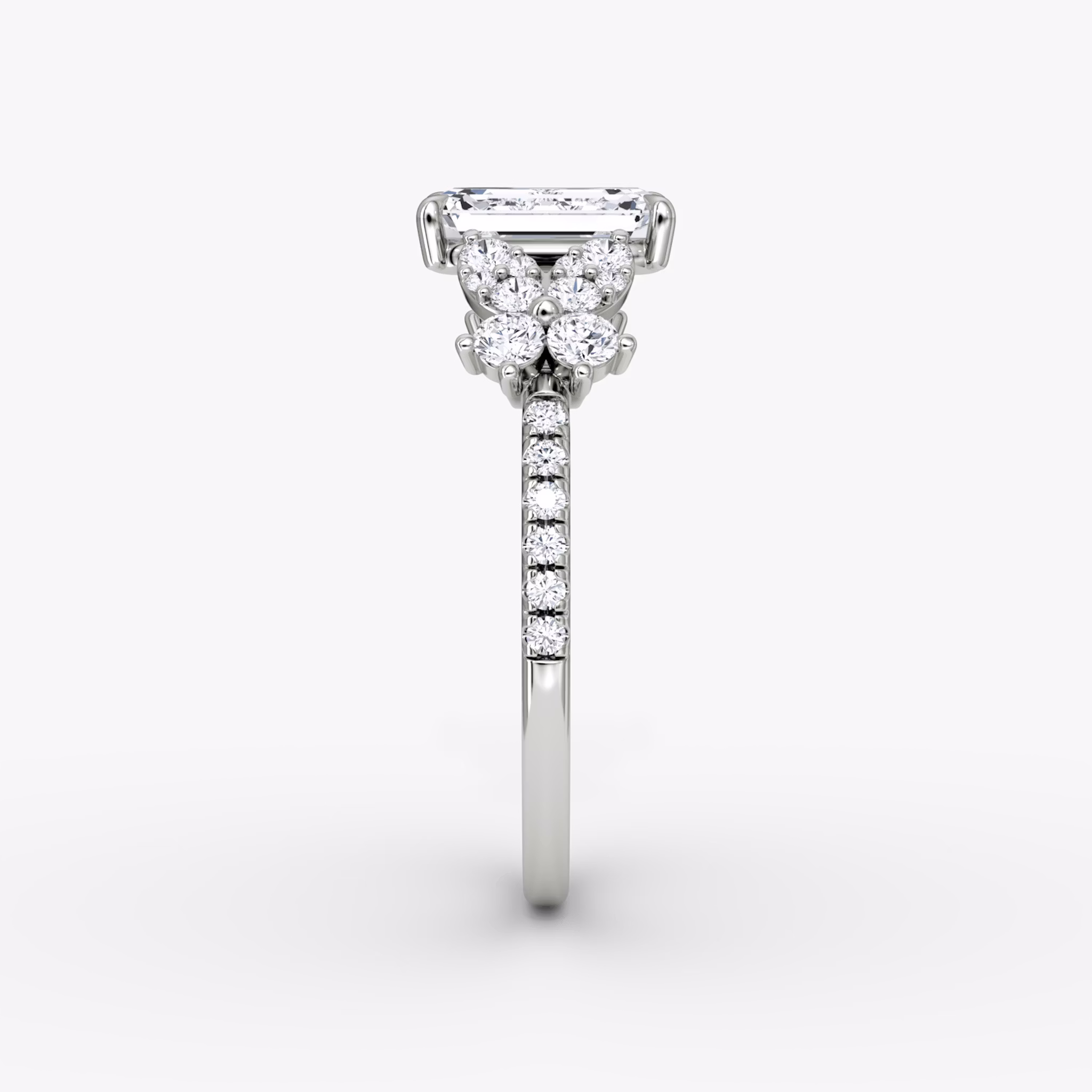 The Signature Floral | Emerald | Platinum | bandAccent: Pavé | diamondOrientation: vertical | caratWeight: other