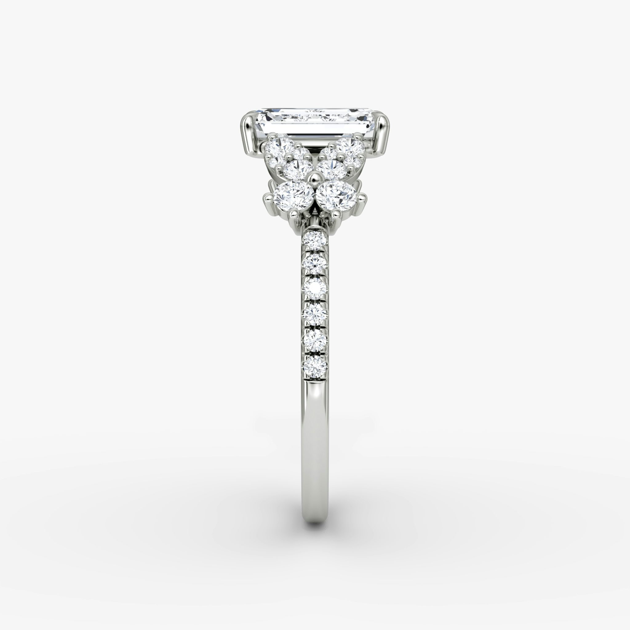 The Signature Floral | Emerald | Platinum | bandAccent: Pavé | diamondOrientation: vertical | caratWeight: other