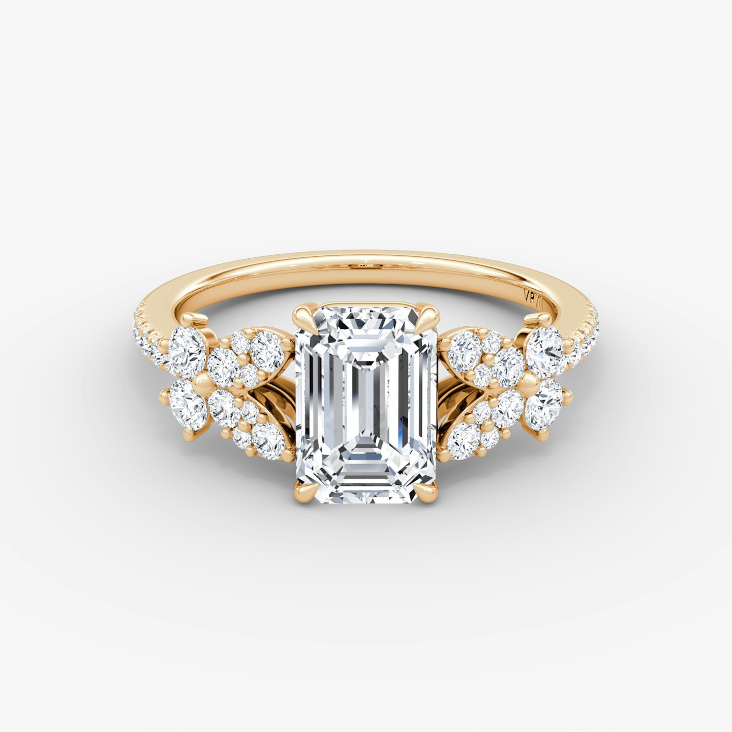 The Signature Floral  | Emerald | 14k | Rose Gold | bandAccent: Pavé | diamondOrientation: vertical | caratWeight: other