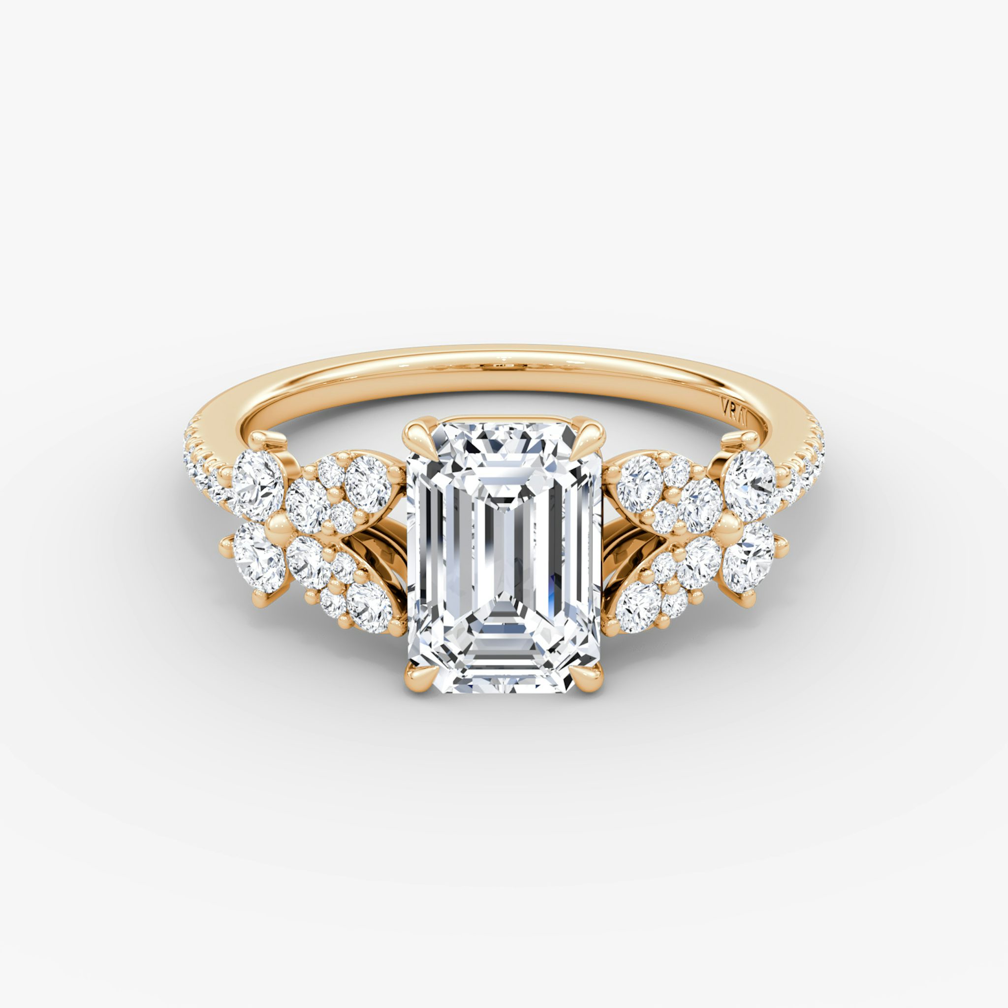 The Signature Floral | Emerald | 14k | Rose Gold | bandAccent: Pavé | diamondOrientation: vertical | caratWeight: other