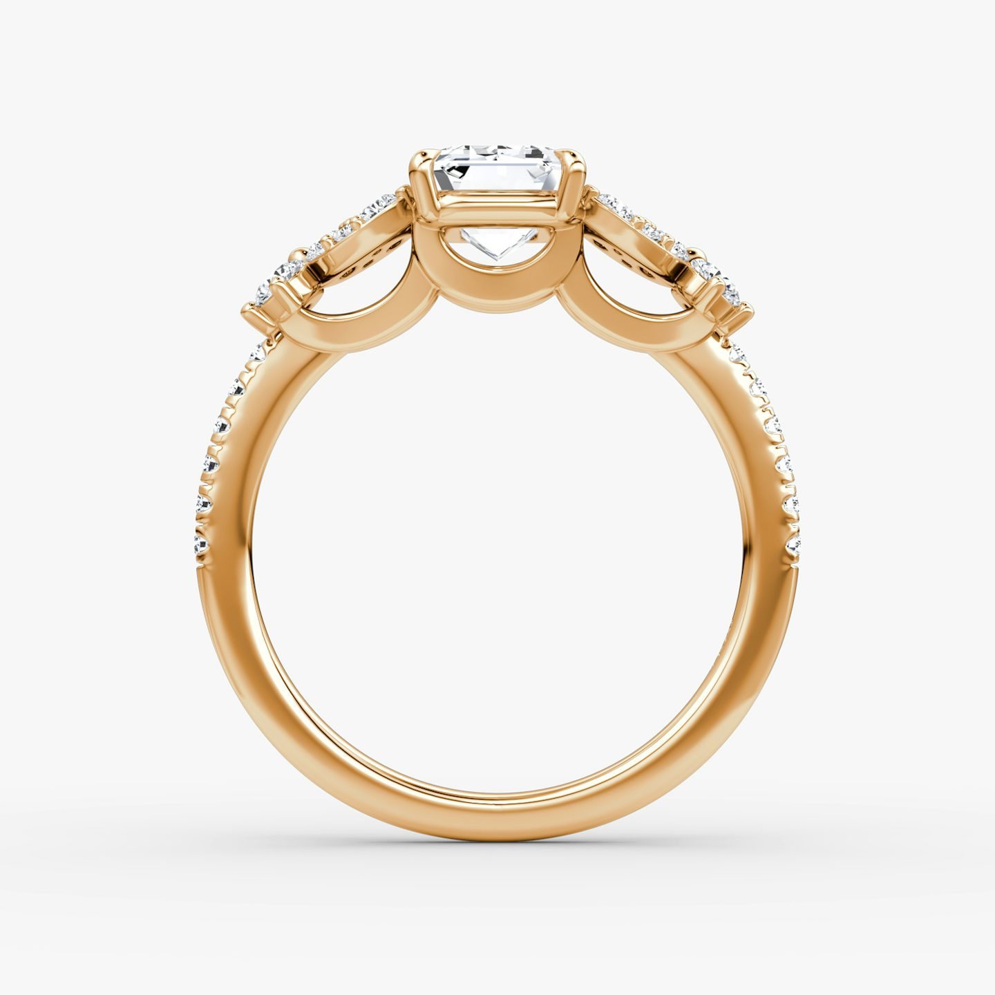 The Signature Floral  | Emerald | 14k | Rose Gold | bandAccent: Pavé | diamondOrientation: vertical | caratWeight: other