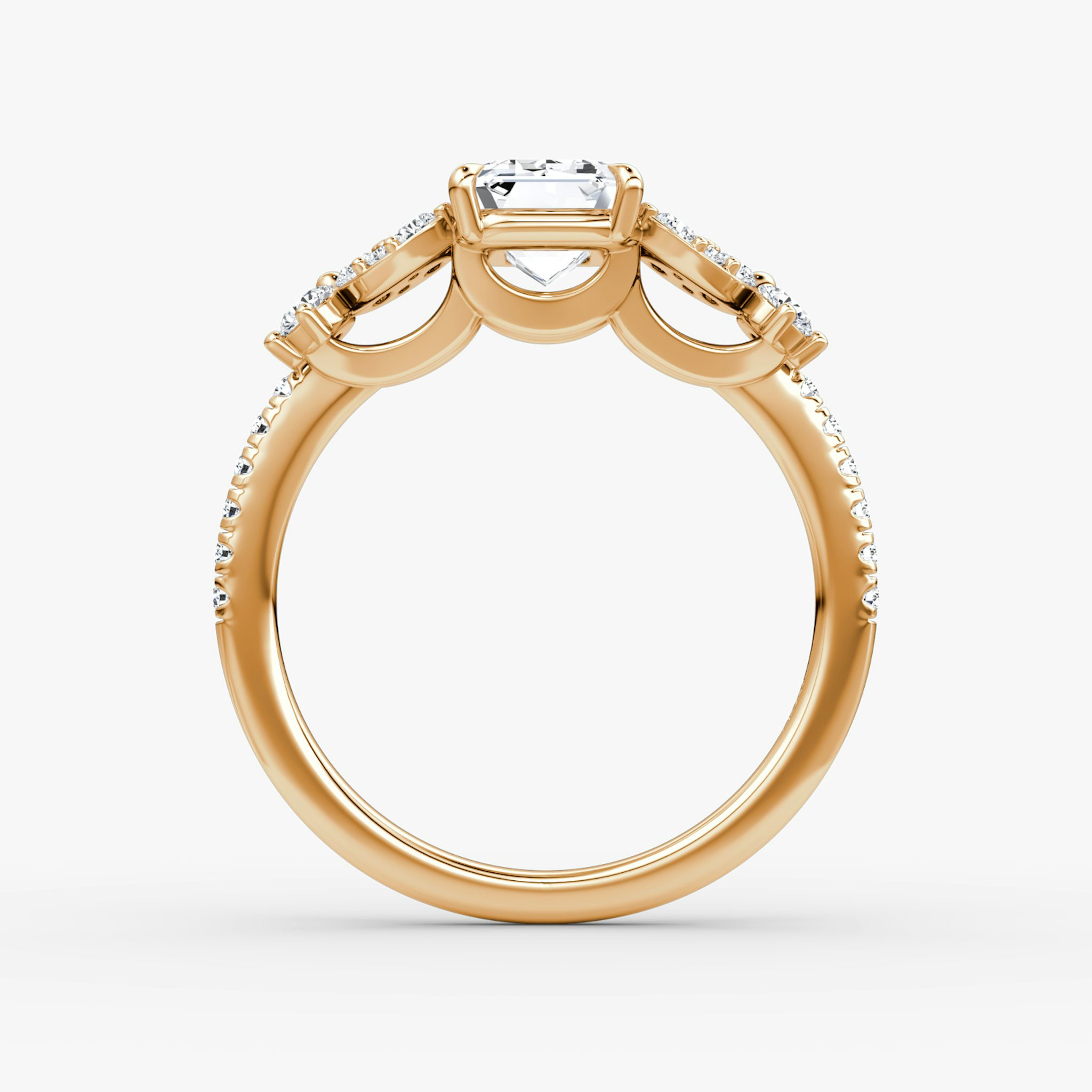 The Signature Floral | Emerald | 14k | Rose Gold | bandAccent: Pavé | diamondOrientation: vertical | caratWeight: other