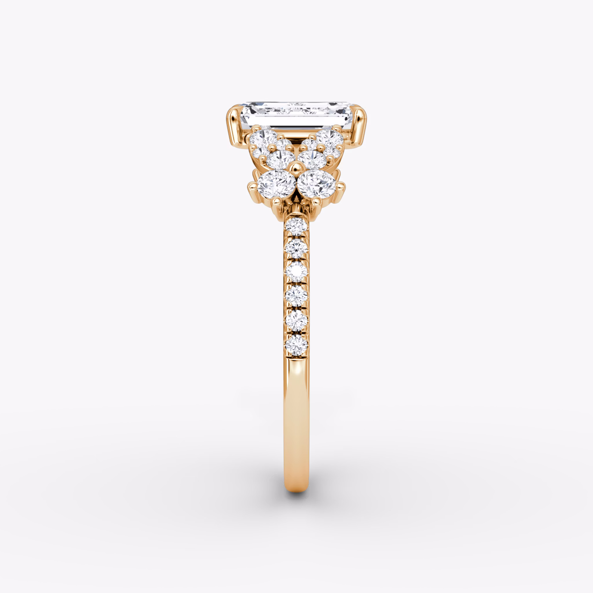 The Signature Floral | Emerald | 14k | Rose Gold | bandAccent: Pavé | diamondOrientation: vertical | caratWeight: other