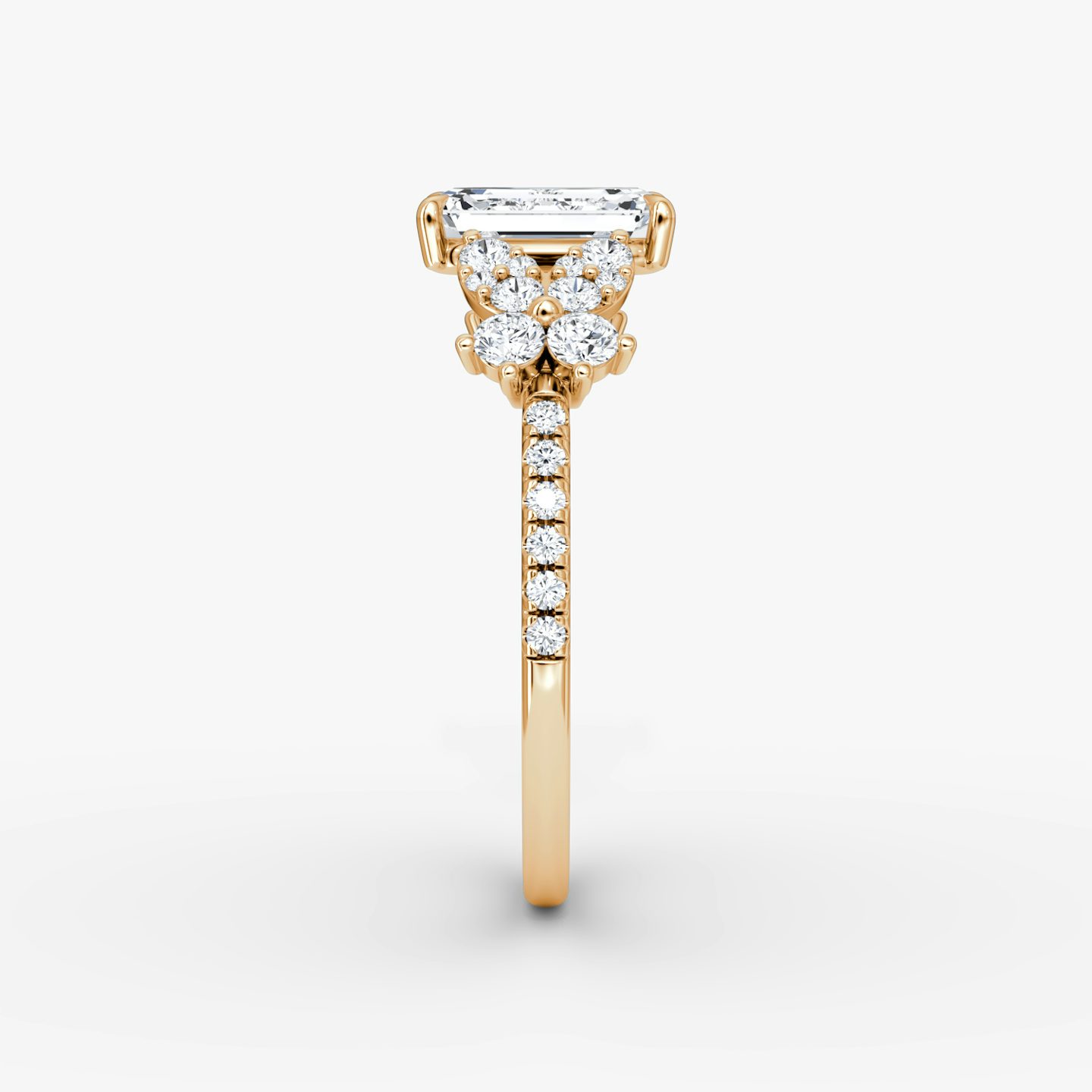 The Signature Floral  | Emerald | 14k | Rose Gold | bandAccent: Pavé | diamondOrientation: vertical | caratWeight: other