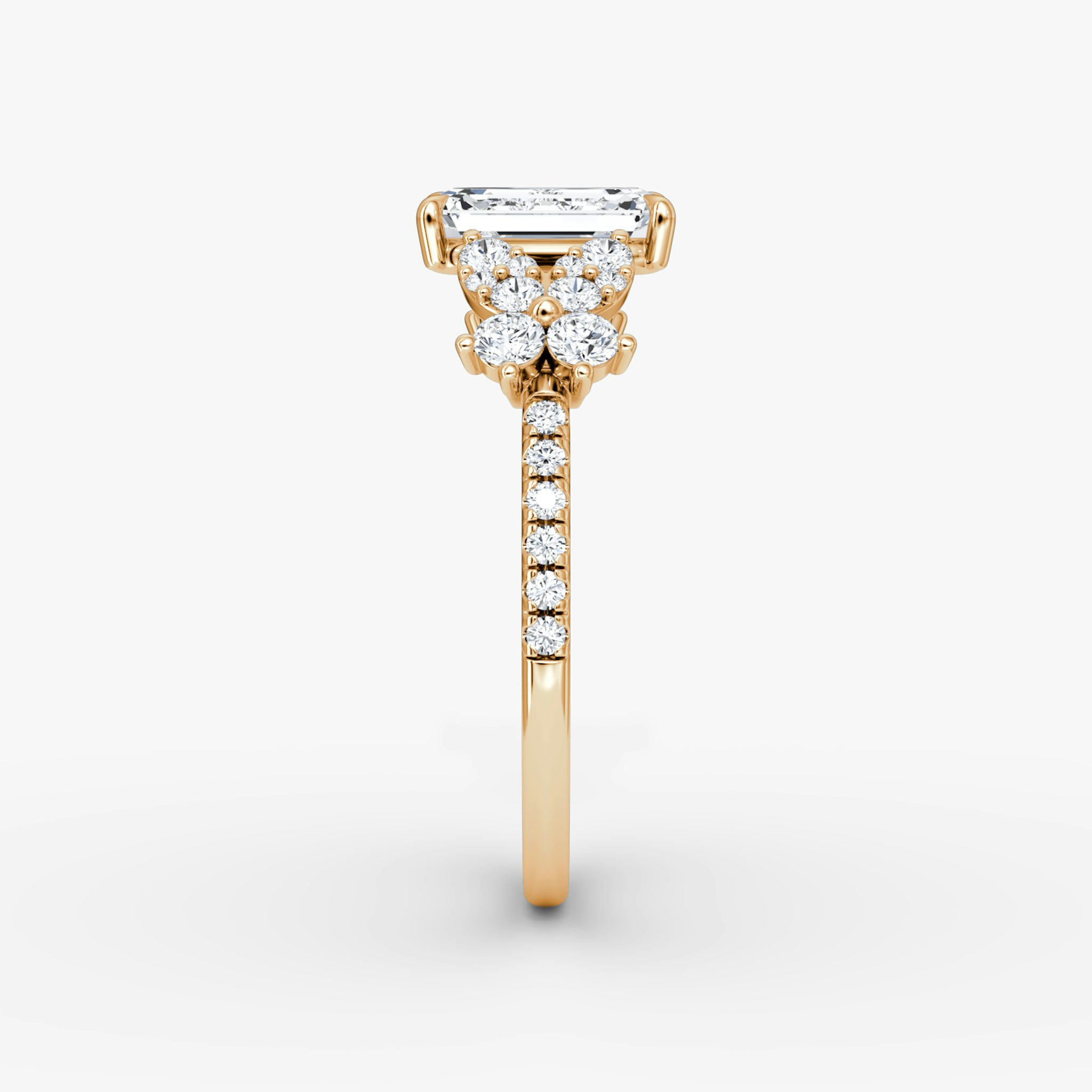 The Signature Floral | Emerald | 14k | Rose Gold | bandAccent: Pavé | diamondOrientation: vertical | caratWeight: other