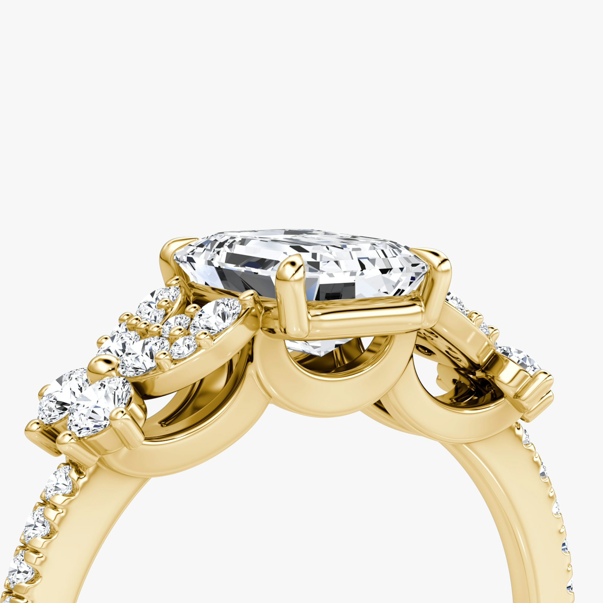 The Signature Floral | Emerald | 18k | Yellow Gold | bandAccent: Pavé | diamondOrientation: vertical | caratWeight: other