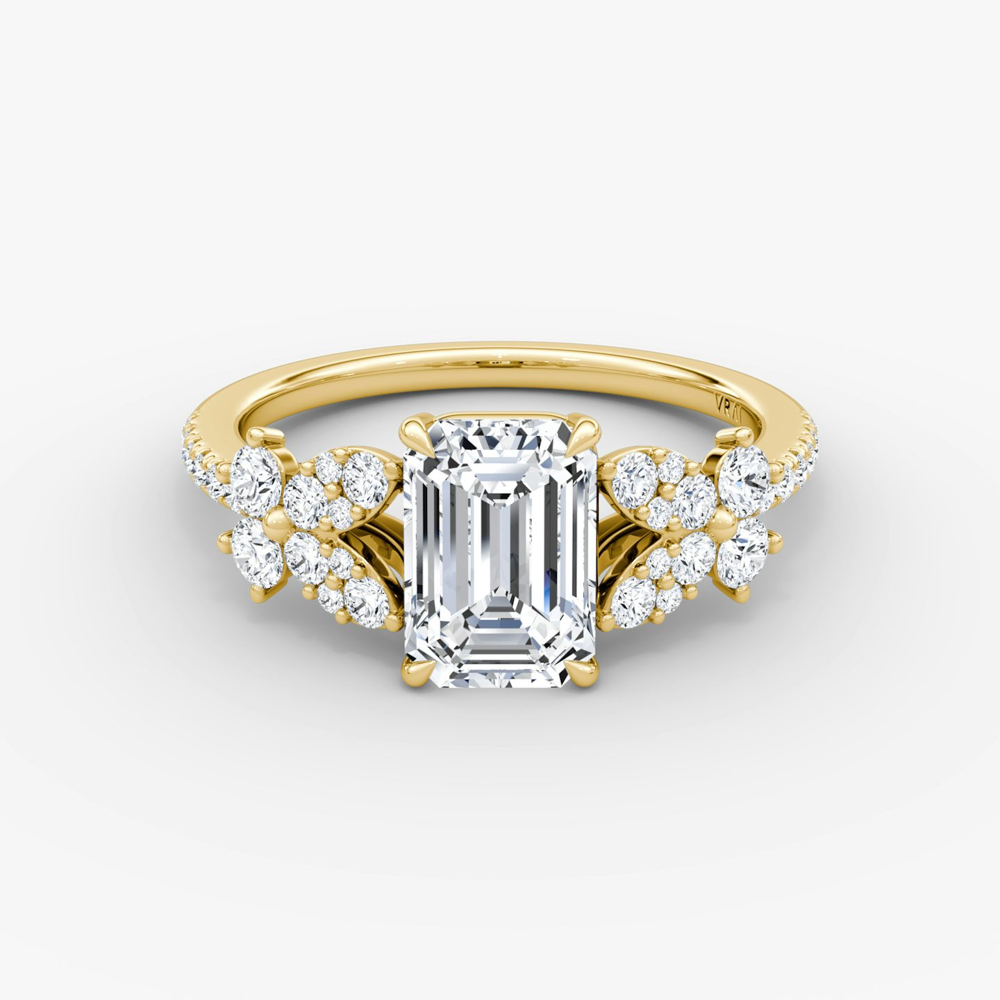 The Signature Floral  | Emerald | 18k | Gelbgold | bandAccent: Mit Pavé-Besatz | diamondOrientation: vertical | caratWeight: other