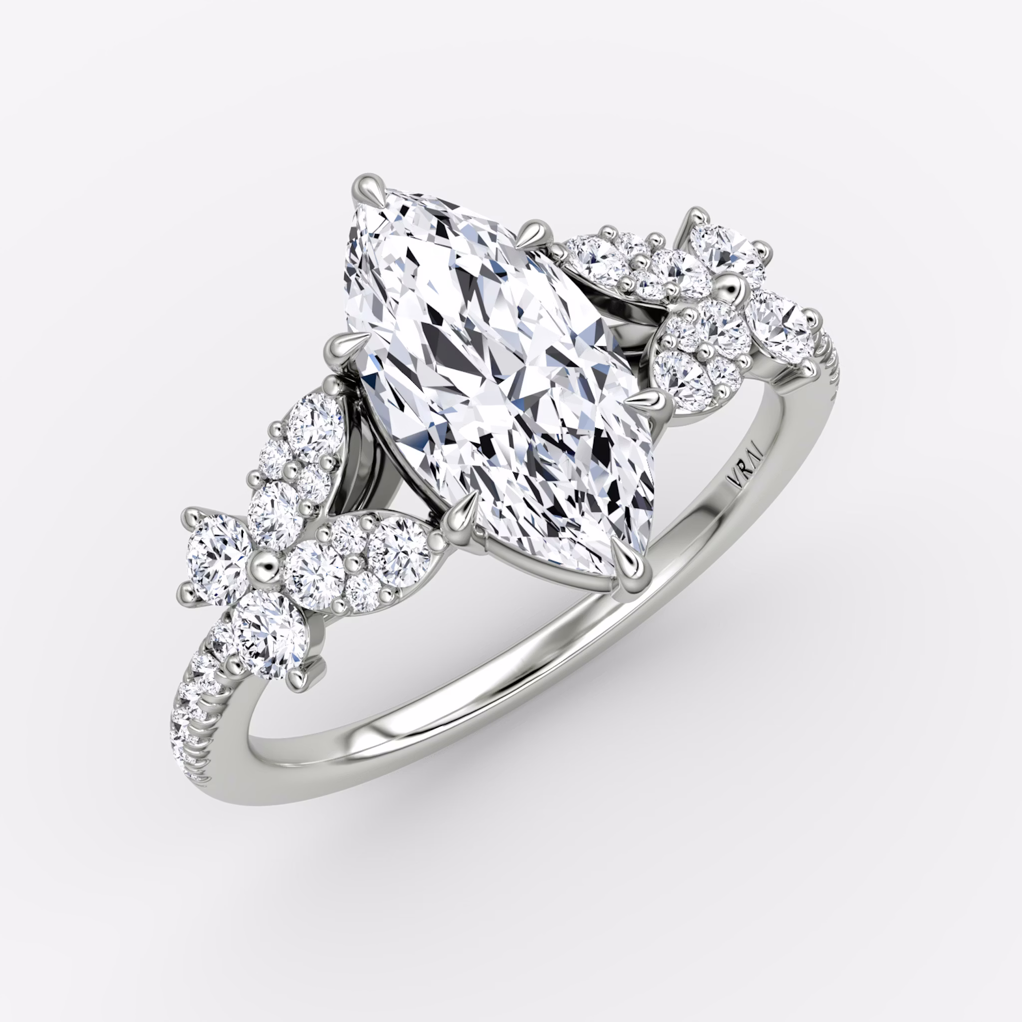The Signature Floral | Marquise | Platinum | bandAccent: Pavé | diamondOrientation: vertical | caratWeight: other