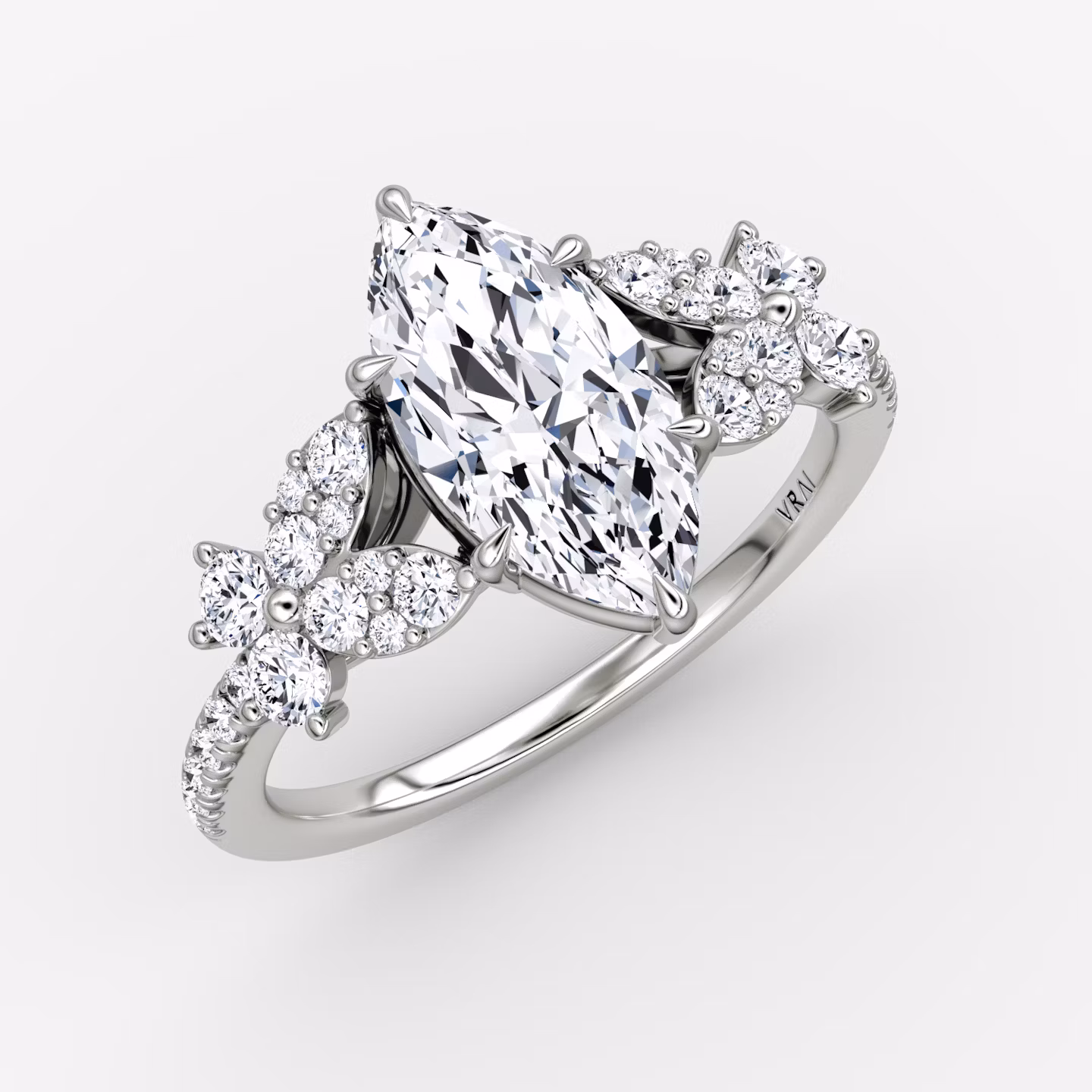 The Signature Floral  | Marquise | Platinum | bandAccent: Pavé | diamondOrientation: vertical | caratWeight: other