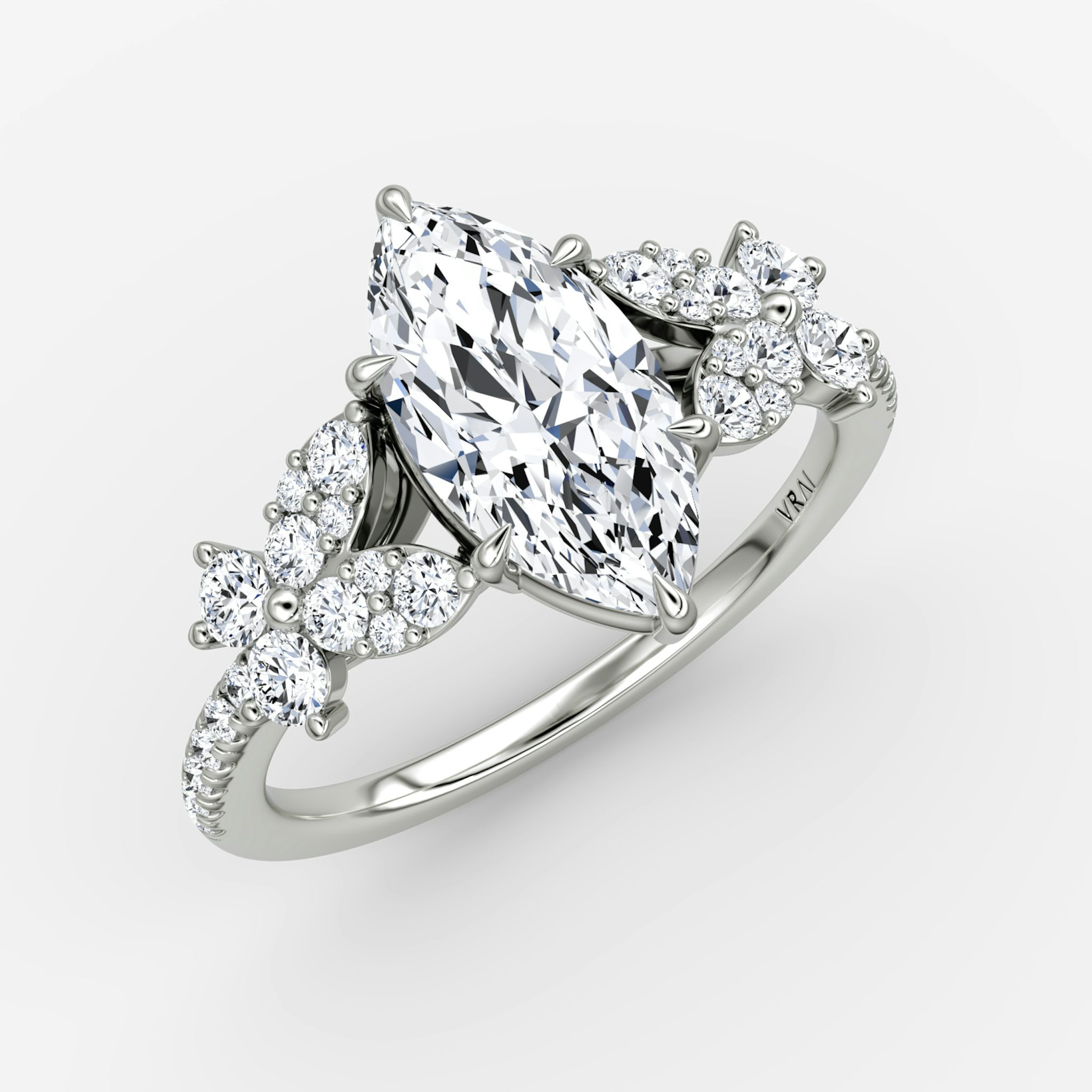 The Signature Floral | Marquise | Platinum | bandAccent: Pavé | diamondOrientation: vertical | caratWeight: other