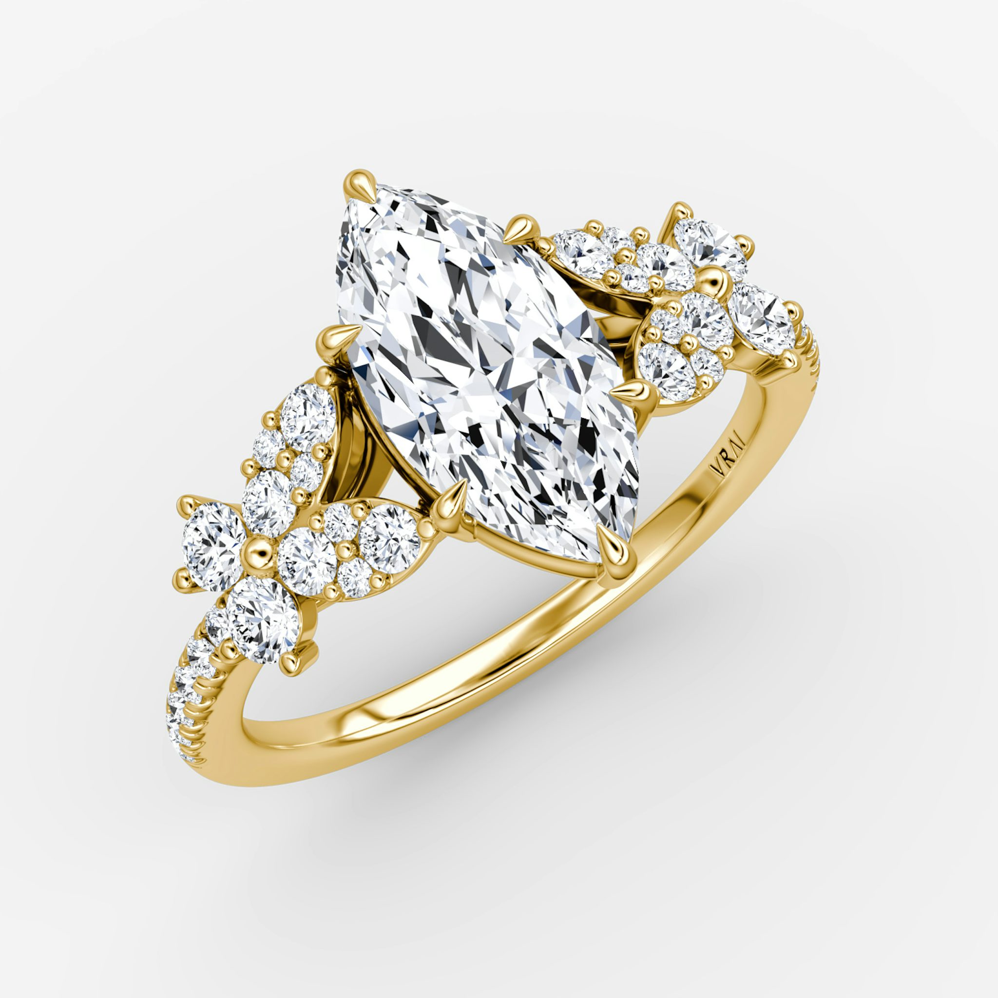 The Signature Floral | Marquise | 18k | Yellow Gold | bandAccent: Pavé | diamondOrientation: vertical | caratWeight: other