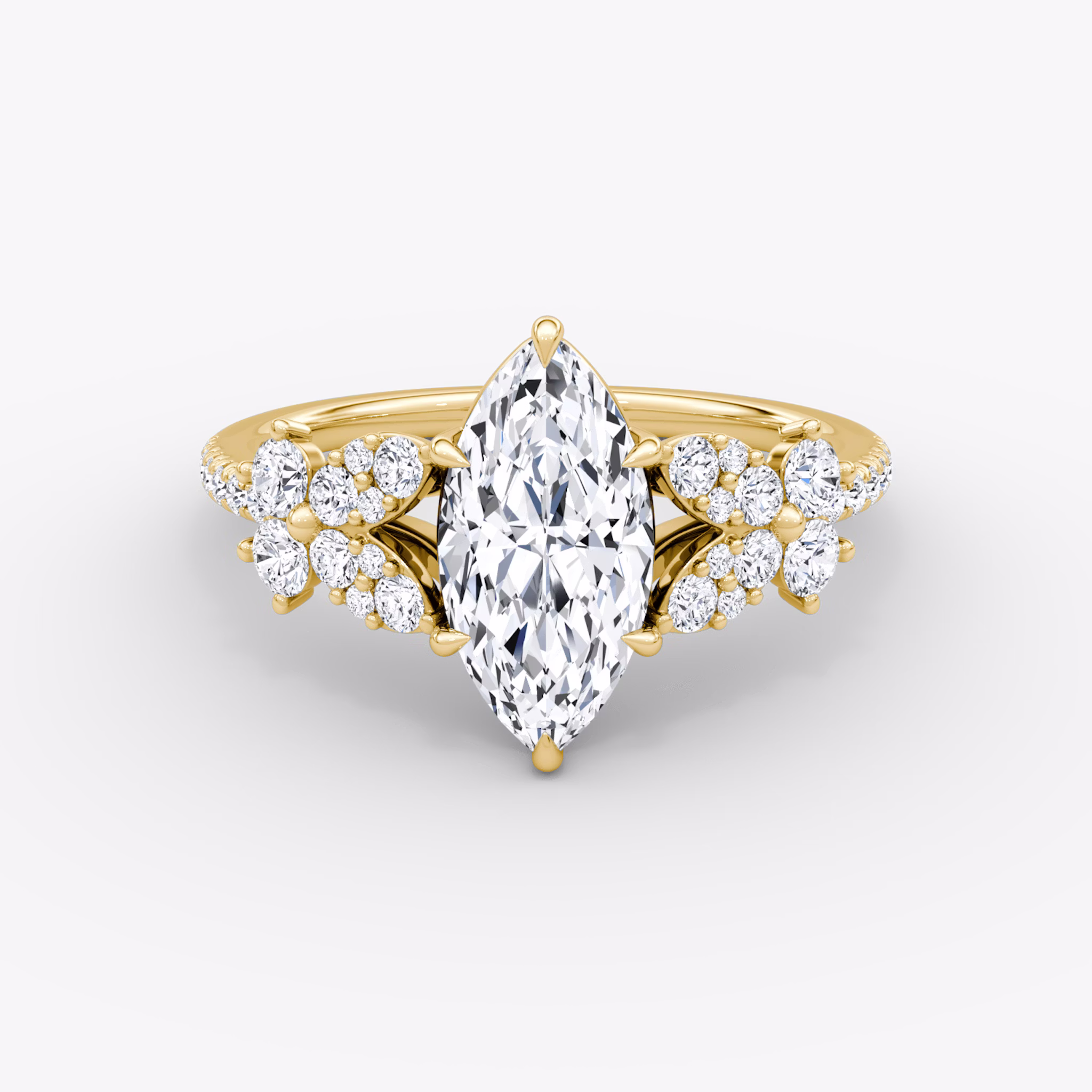 The Signature Floral | Marquise | 18k | Yellow Gold | bandAccent: Pavé | diamondOrientation: vertical | caratWeight: other