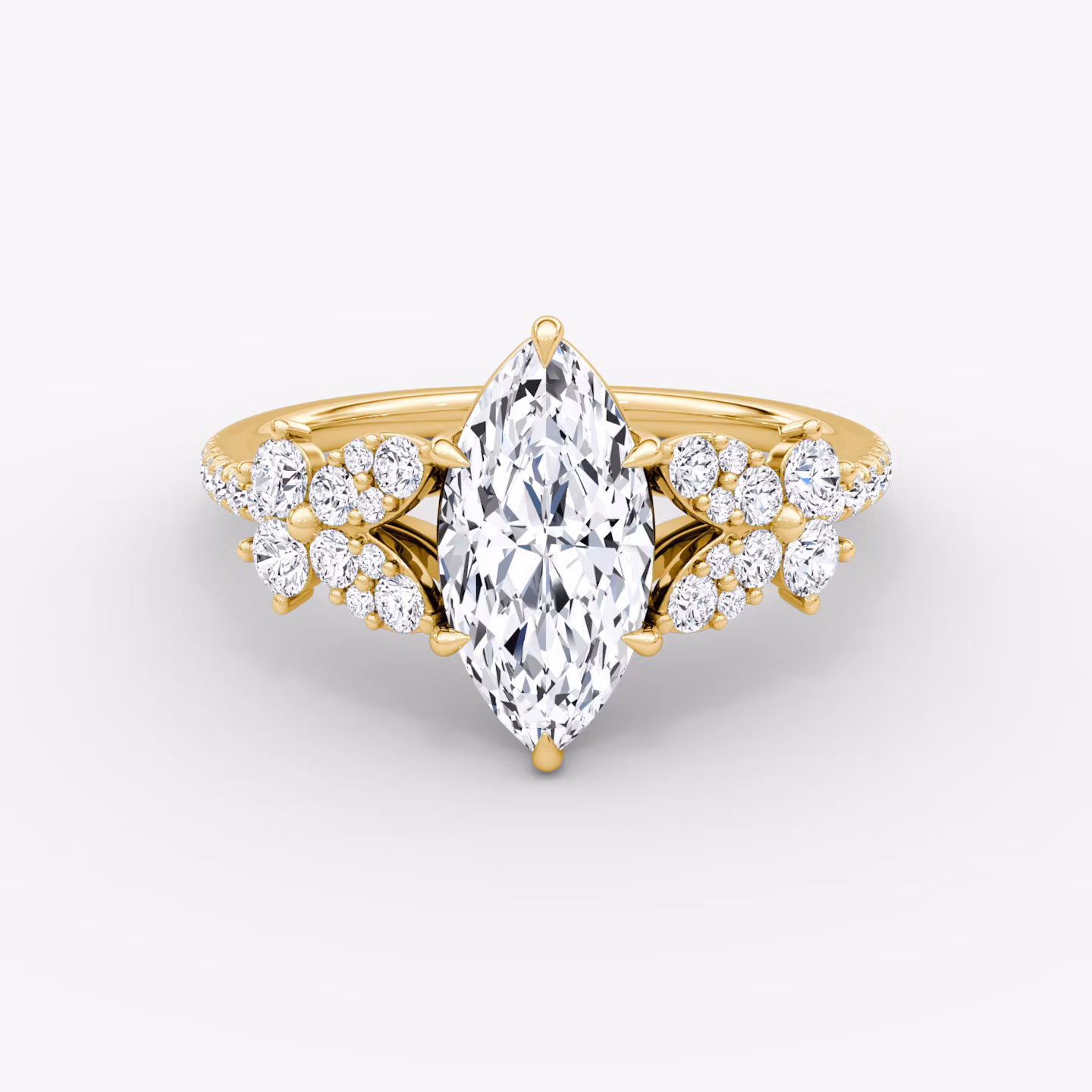 The Signature Floral  | Marquise | 18k | Gelbgold | bandAccent: Mit Pavé-Besatz | diamondOrientation: vertical | caratWeight: other