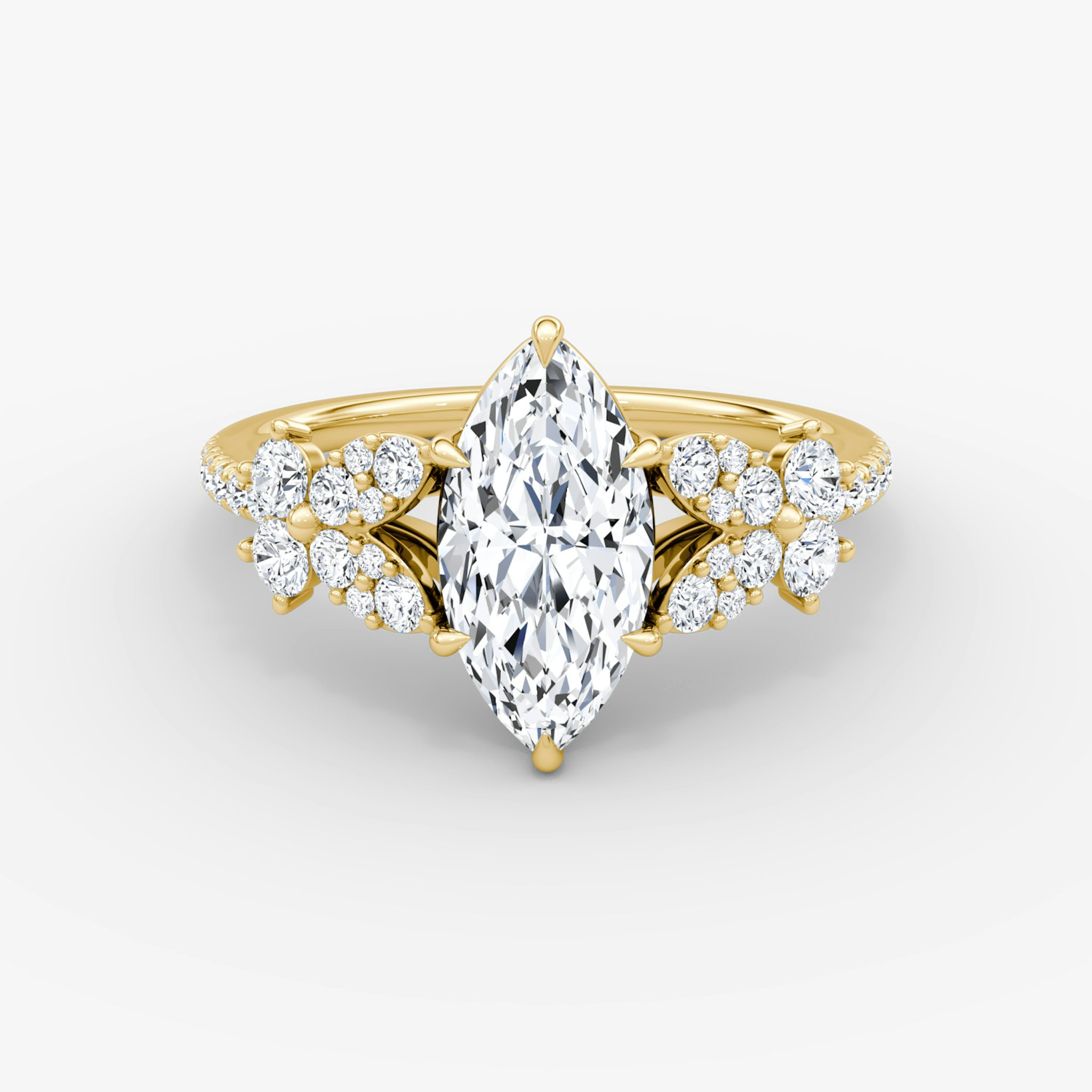 The Signature Floral | Marquise | 18k | Yellow Gold | bandAccent: Pavé | diamondOrientation: vertical | caratWeight: other