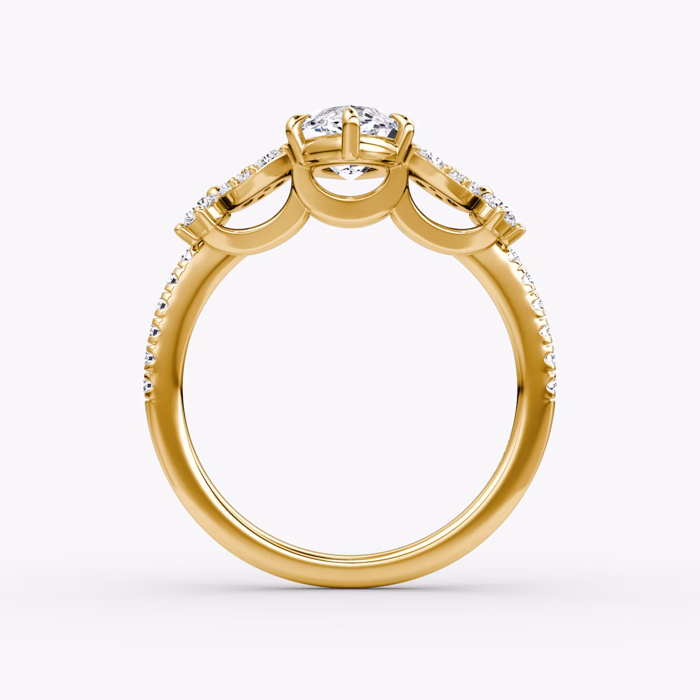 The Signature Floral  | Marquise | 18k | Gelbgold | bandAccent: Mit Pavé-Besatz | diamondOrientation: vertical | caratWeight: other