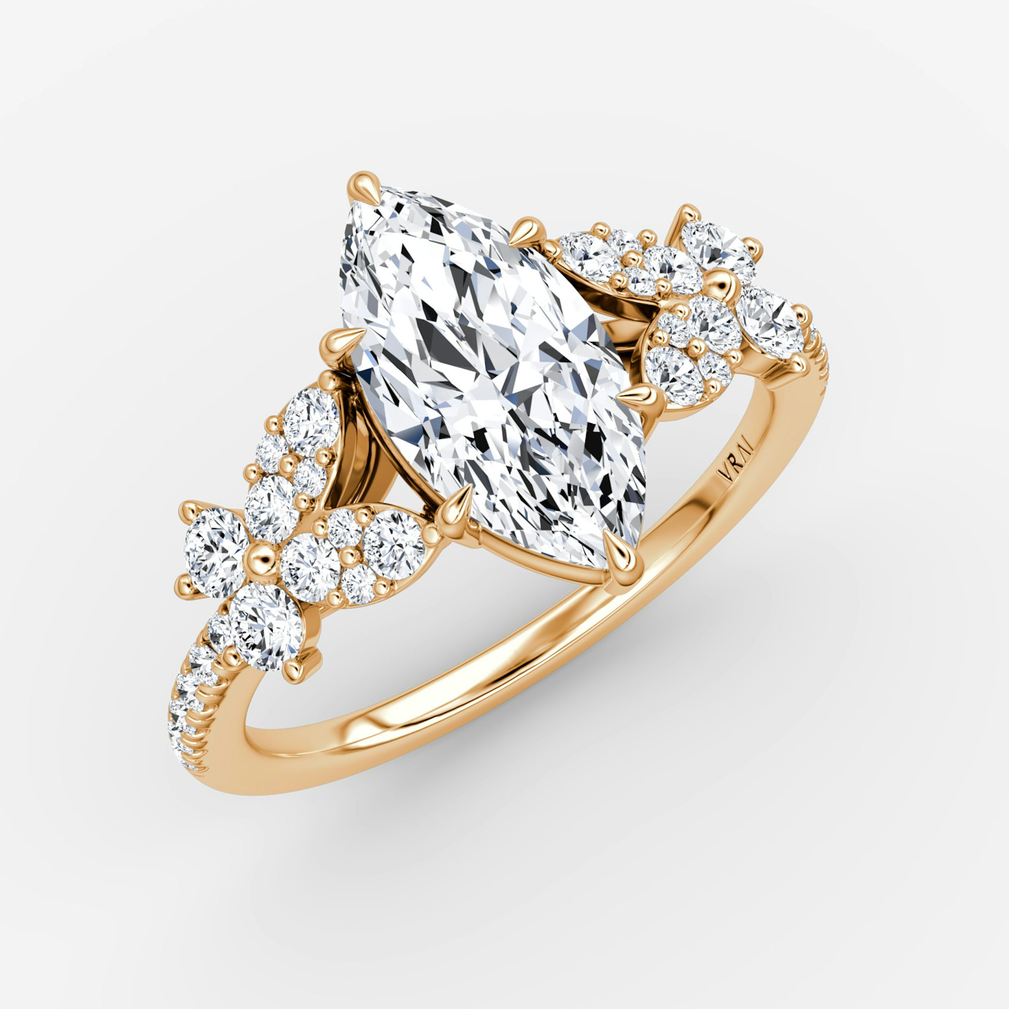 The Signature Floral | Marquise | 14k | Rose Gold | bandAccent: Pavé | diamondOrientation: vertical | caratWeight: other