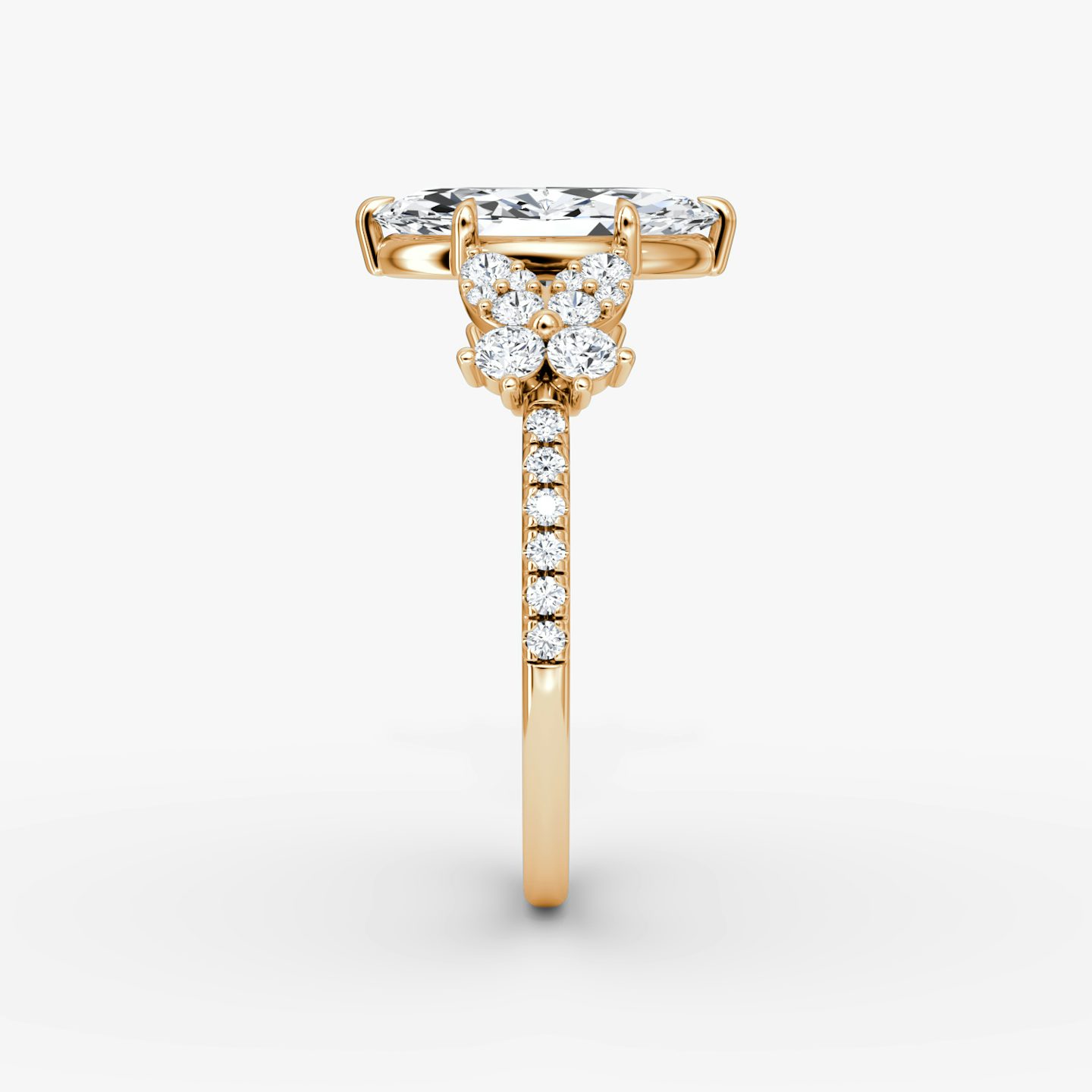 The Signature Floral  | Marquise | 14k | Rose Gold | bandAccent: Pavé | diamondOrientation: vertical | caratWeight: other