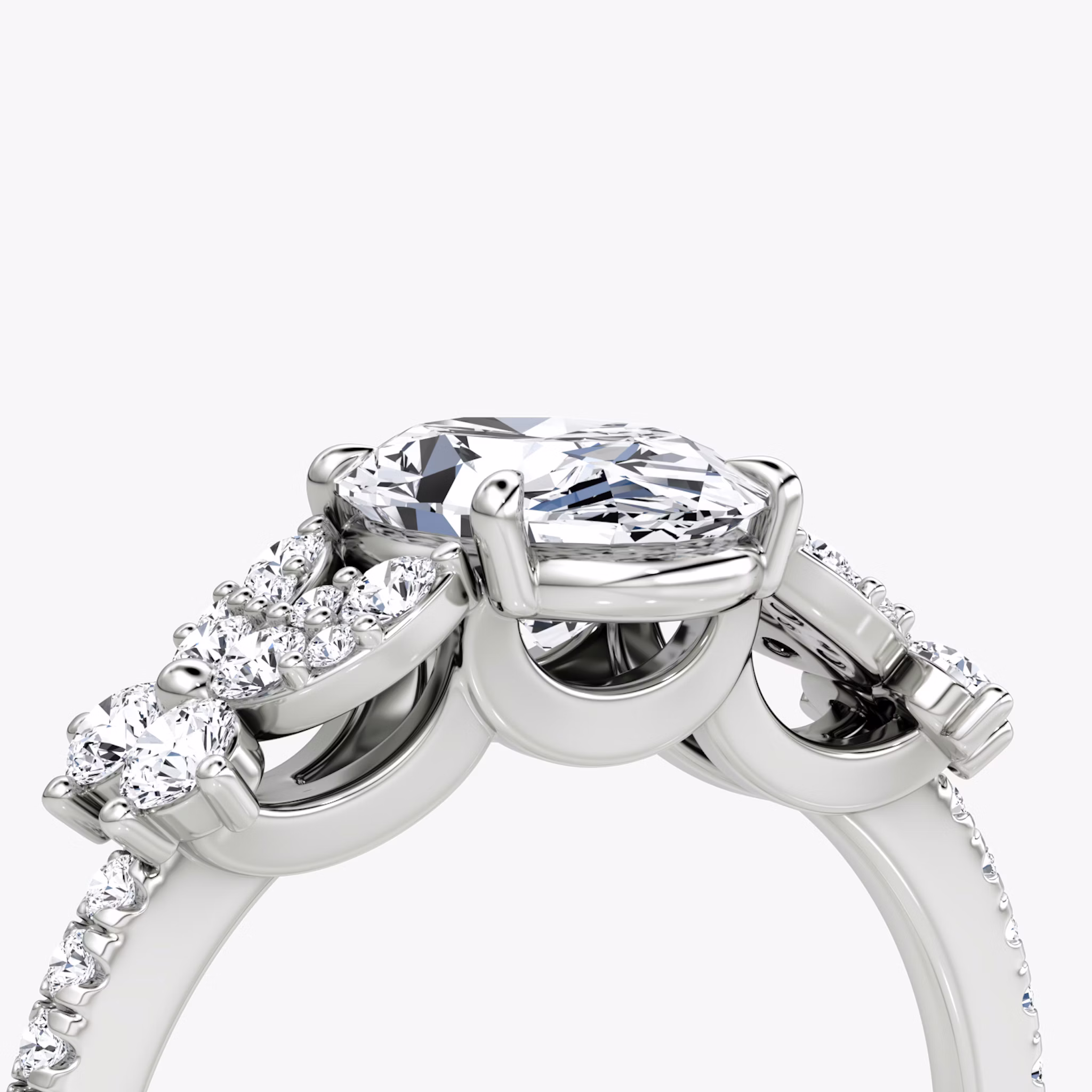 The Signature Floral | Oval | 18k | White Gold | bandAccent: Pavé | diamondOrientation: vertical | caratWeight: other