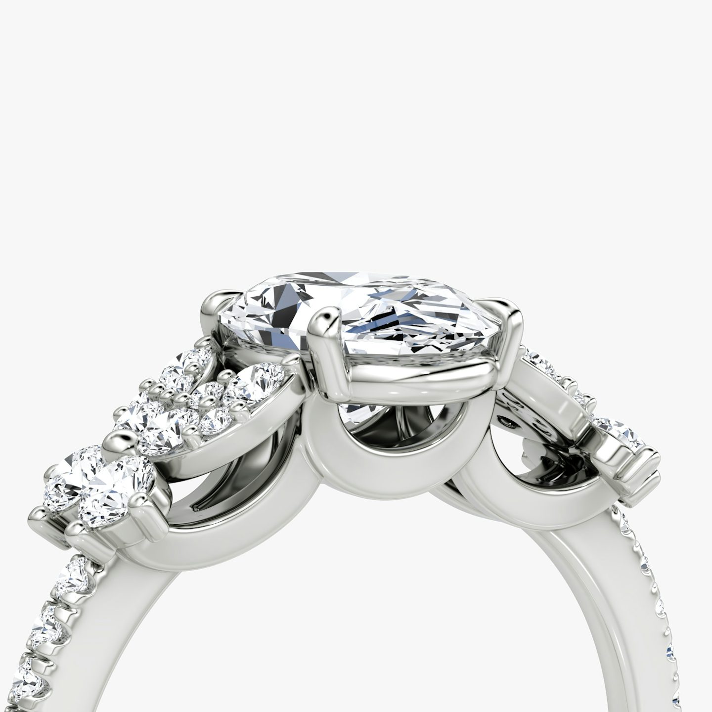 The Signature Floral  | Oval | Platinum | bandAccent: Pavé | diamondOrientation: vertical | caratWeight: other