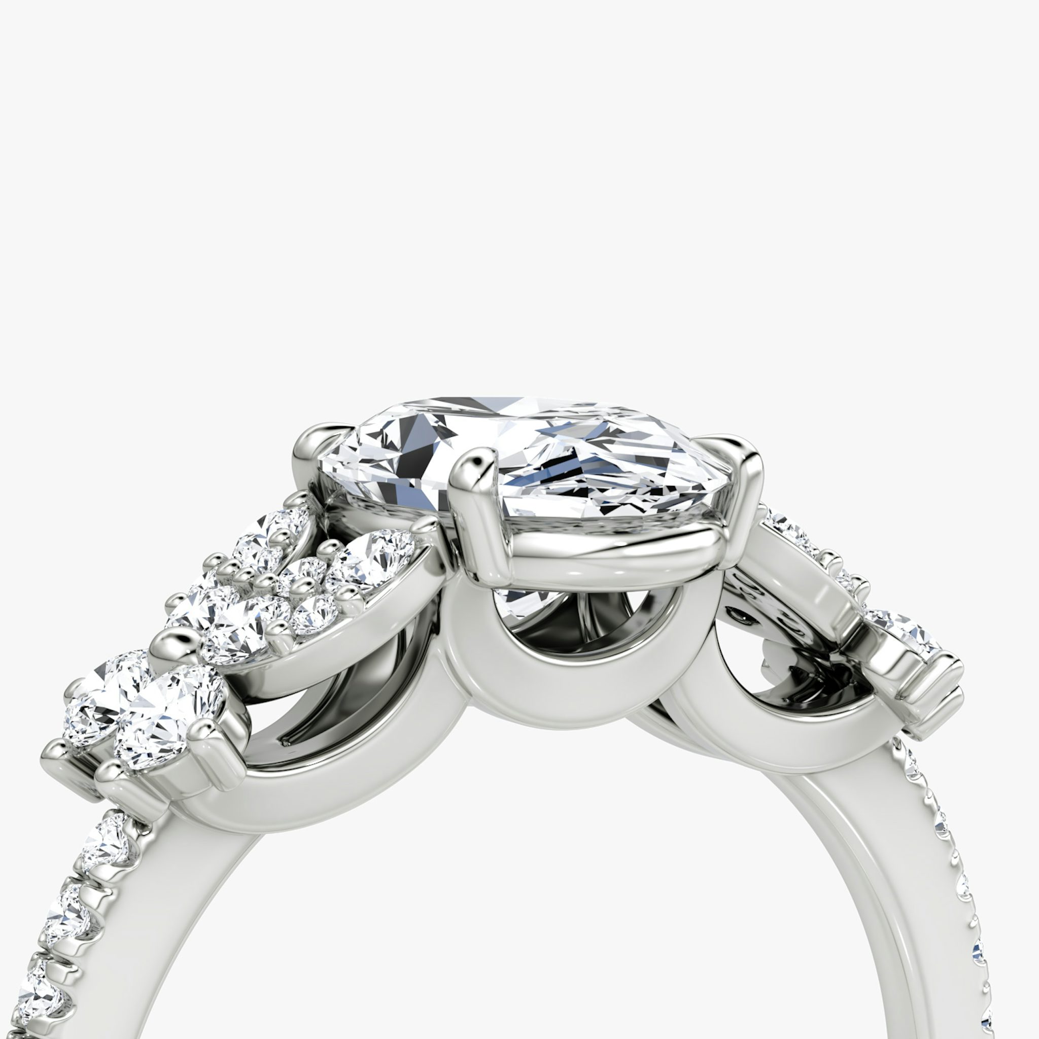 The Signature Floral | Oval | 18k | White Gold | bandAccent: Pavé | diamondOrientation: vertical | caratWeight: other
