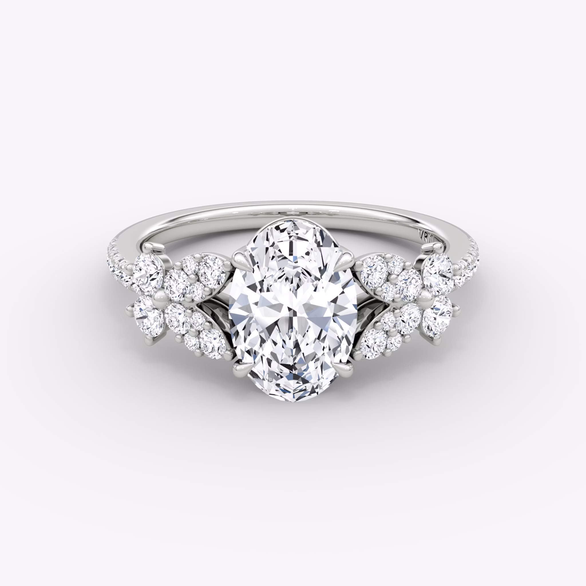 The Signature Floral | Oval | 18k | White Gold | bandAccent: Pavé | diamondOrientation: vertical | caratWeight: other