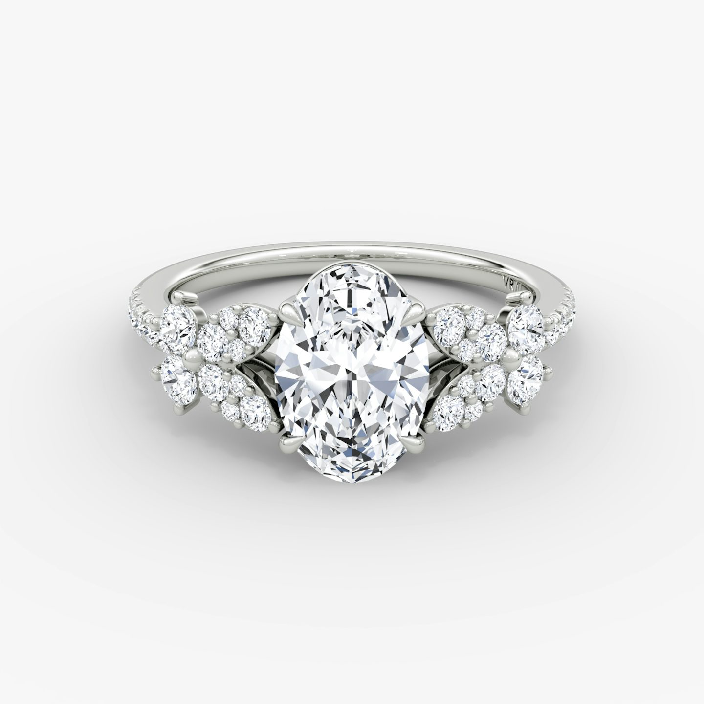 The Signature Floral  | Oval | Platinum | bandAccent: Pavé | diamondOrientation: vertical | caratWeight: other