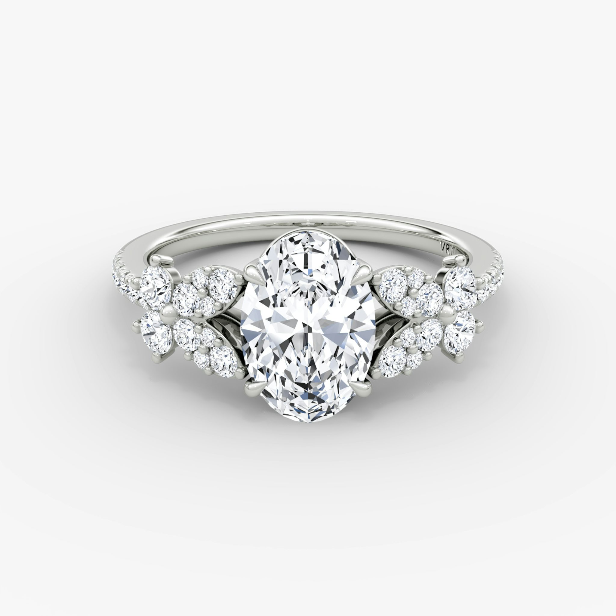 The Signature Floral | Oval | 18k | White Gold | bandAccent: Pavé | diamondOrientation: vertical | caratWeight: other