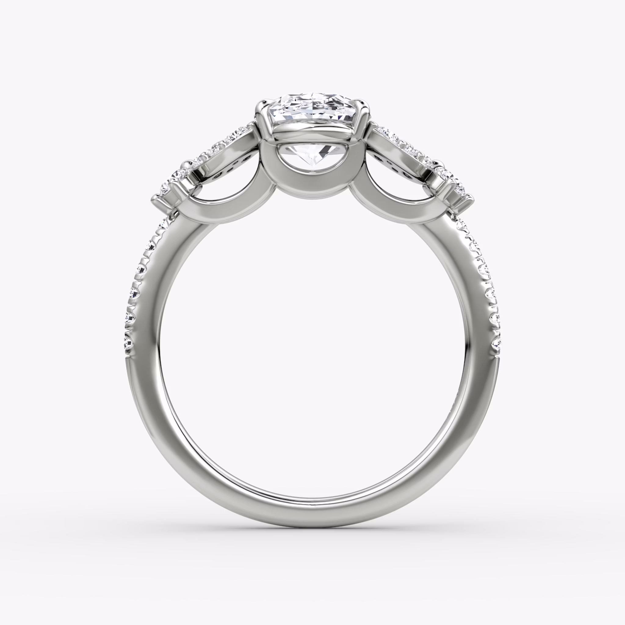 The Signature Floral | Oval | 18k | White Gold | bandAccent: Pavé | diamondOrientation: vertical | caratWeight: other