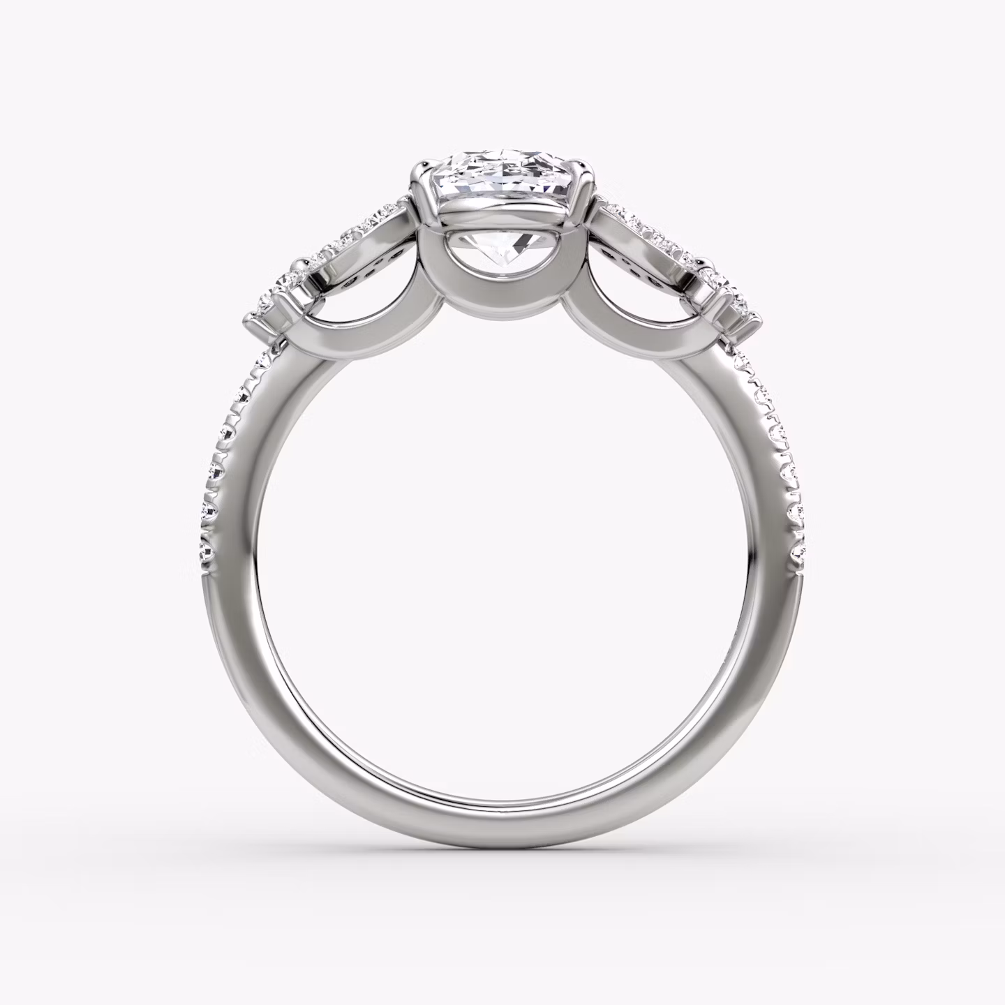 The Signature Floral  | Oval | Platinum | bandAccent: Pavé | diamondOrientation: vertical | caratWeight: other